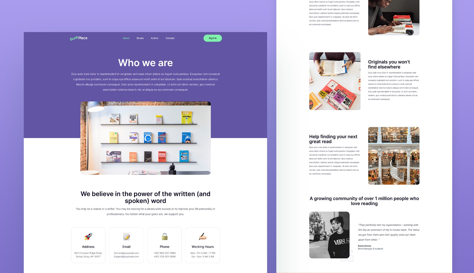 BookPlace About Page For Gutenberg Banner