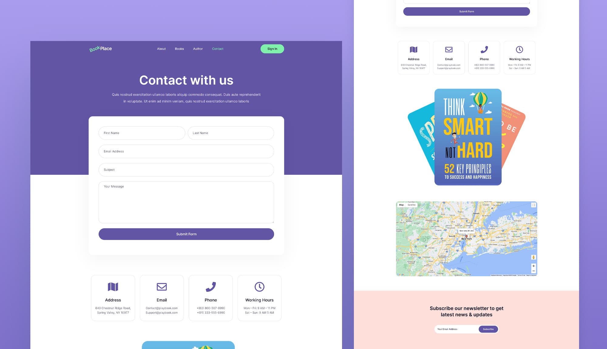 BookPlace Contact Page For Gutenberg Banner