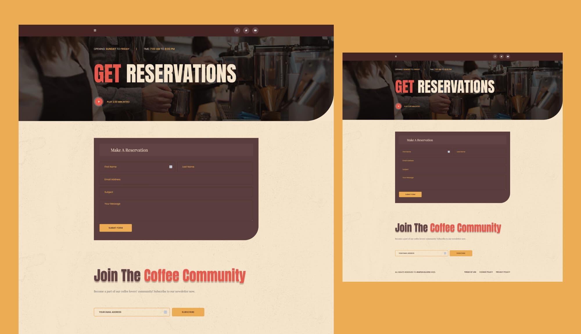 Coffee Express Reservation Page For Gutenberg Banner