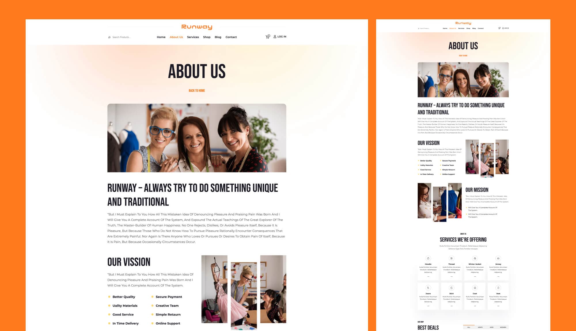 Runway About Us Page For Gutenberg By Templately