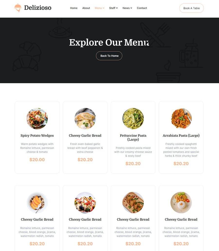 Delizioso Menu Page thumbnail