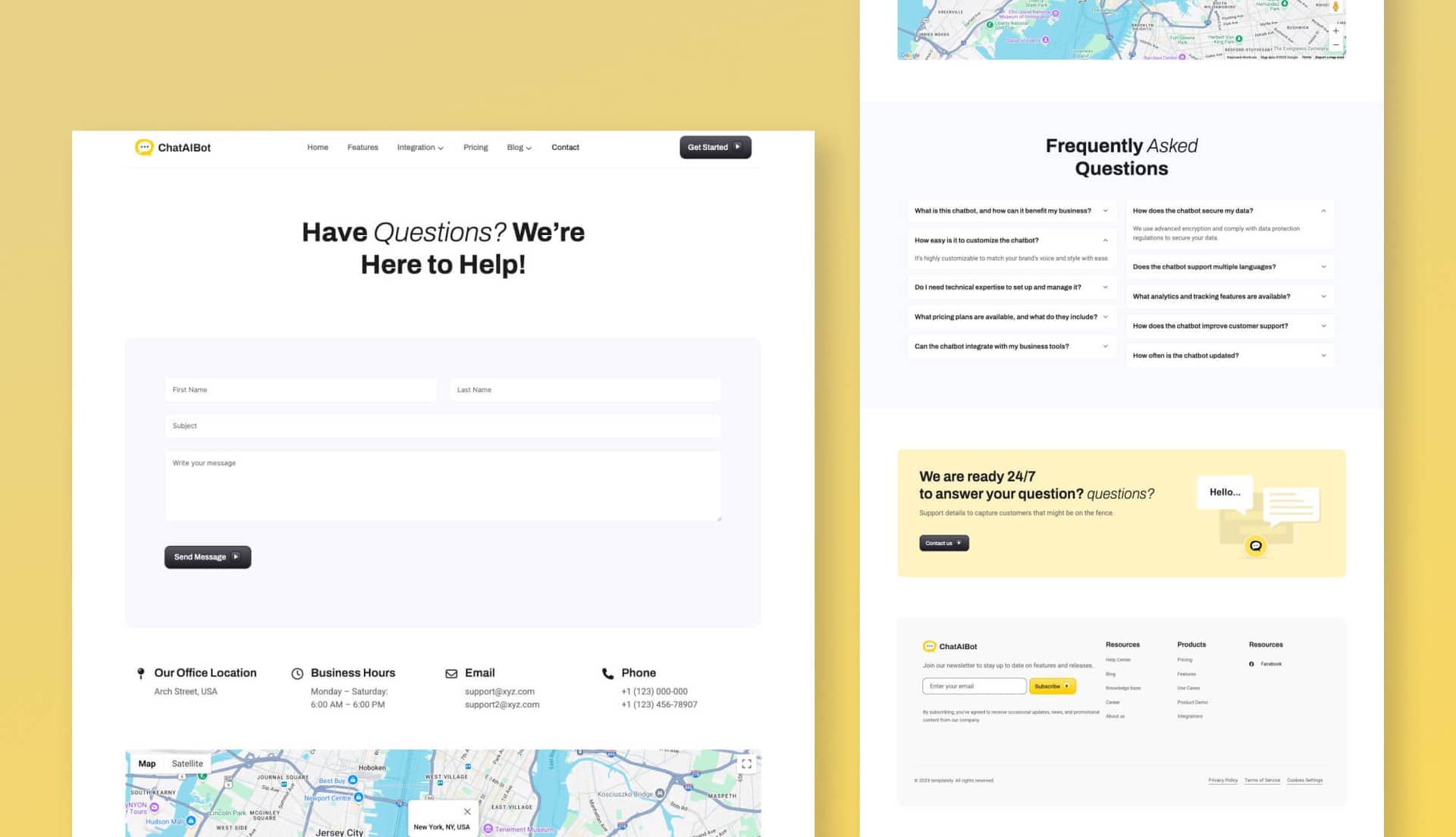 Chataibot Contact Page Gutenberg By Templately