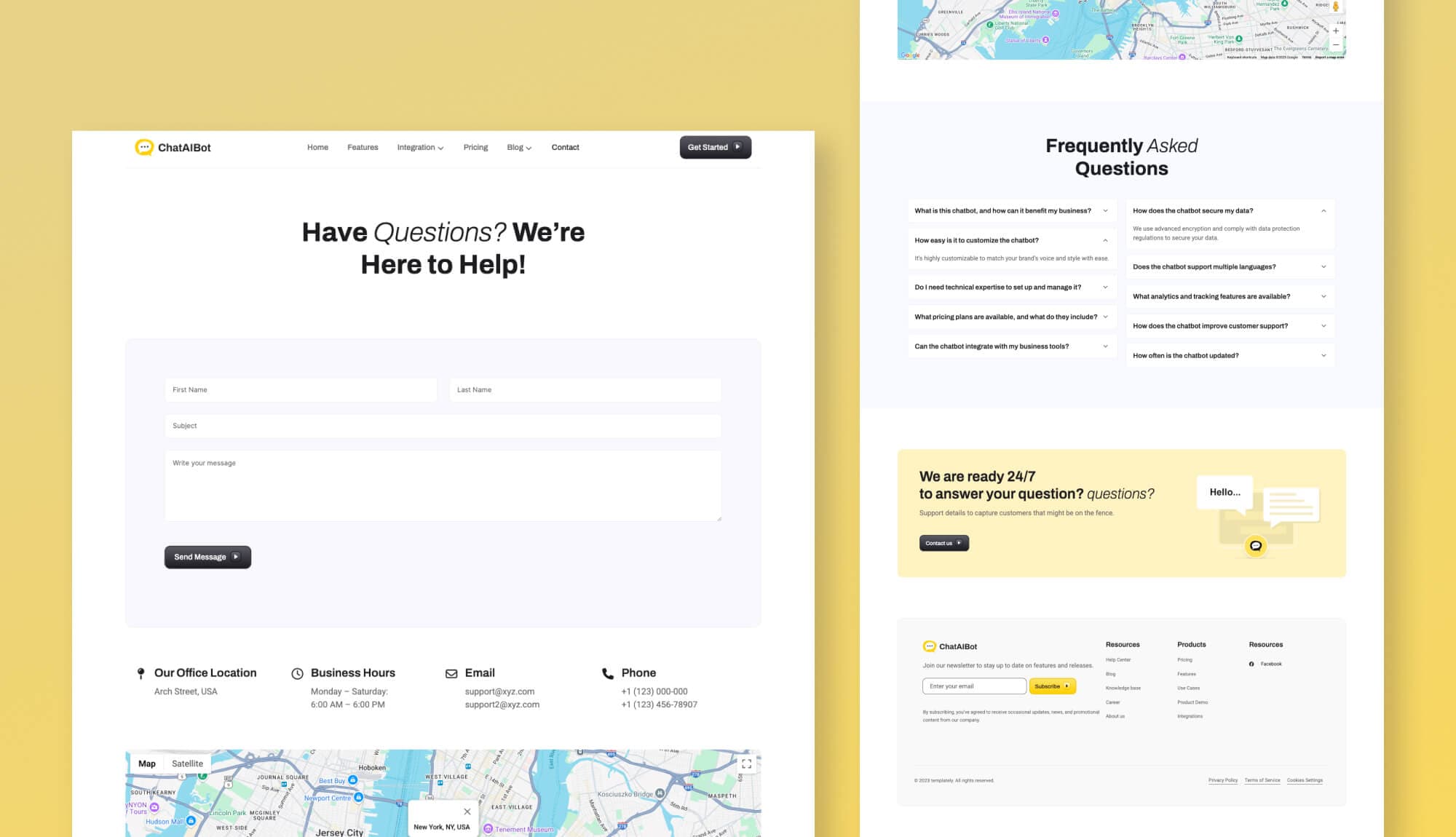 Chataibot Contact Page Gutenberg By Templately