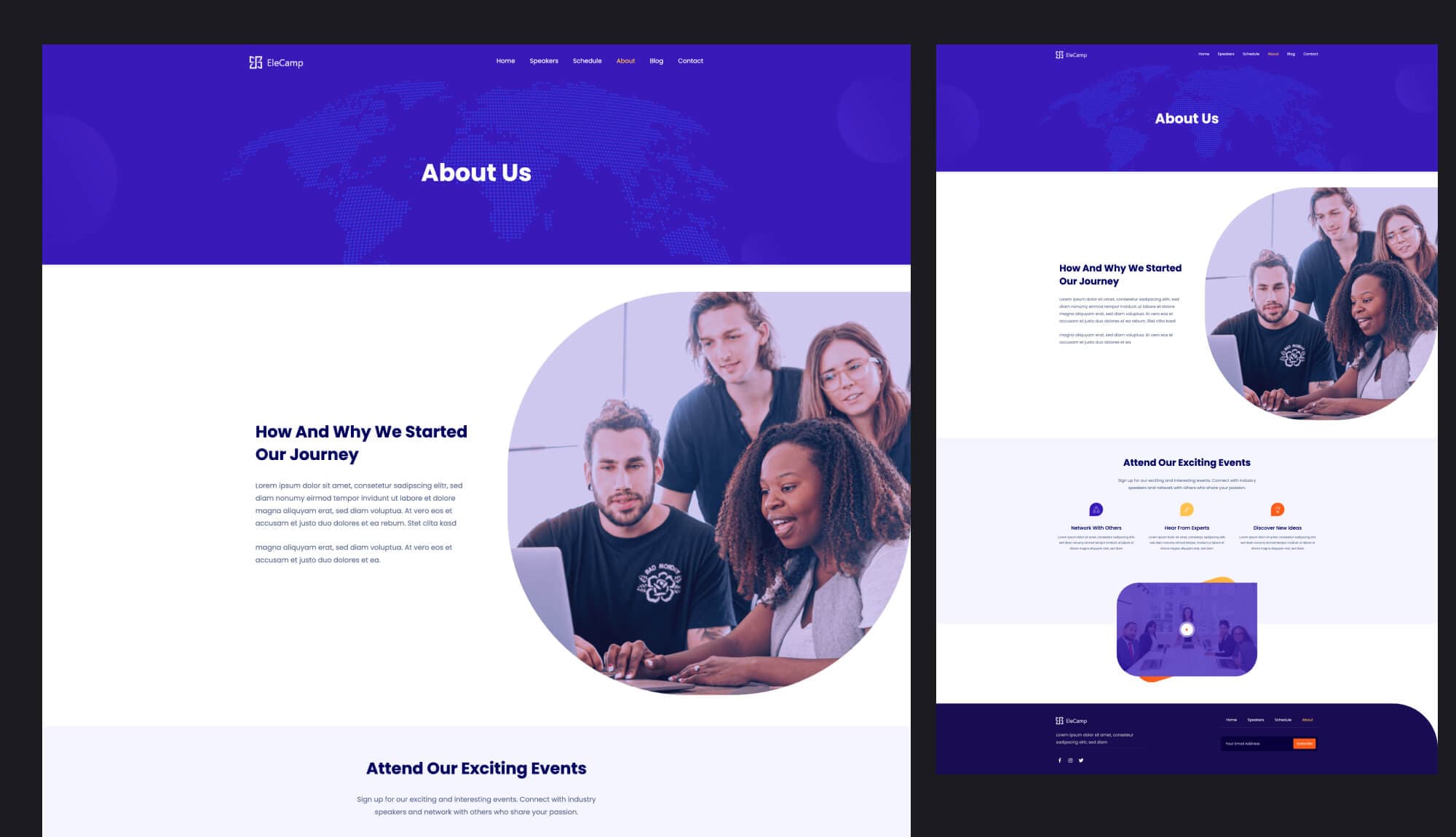 EleCamp About Page For Gutenberg By Templately