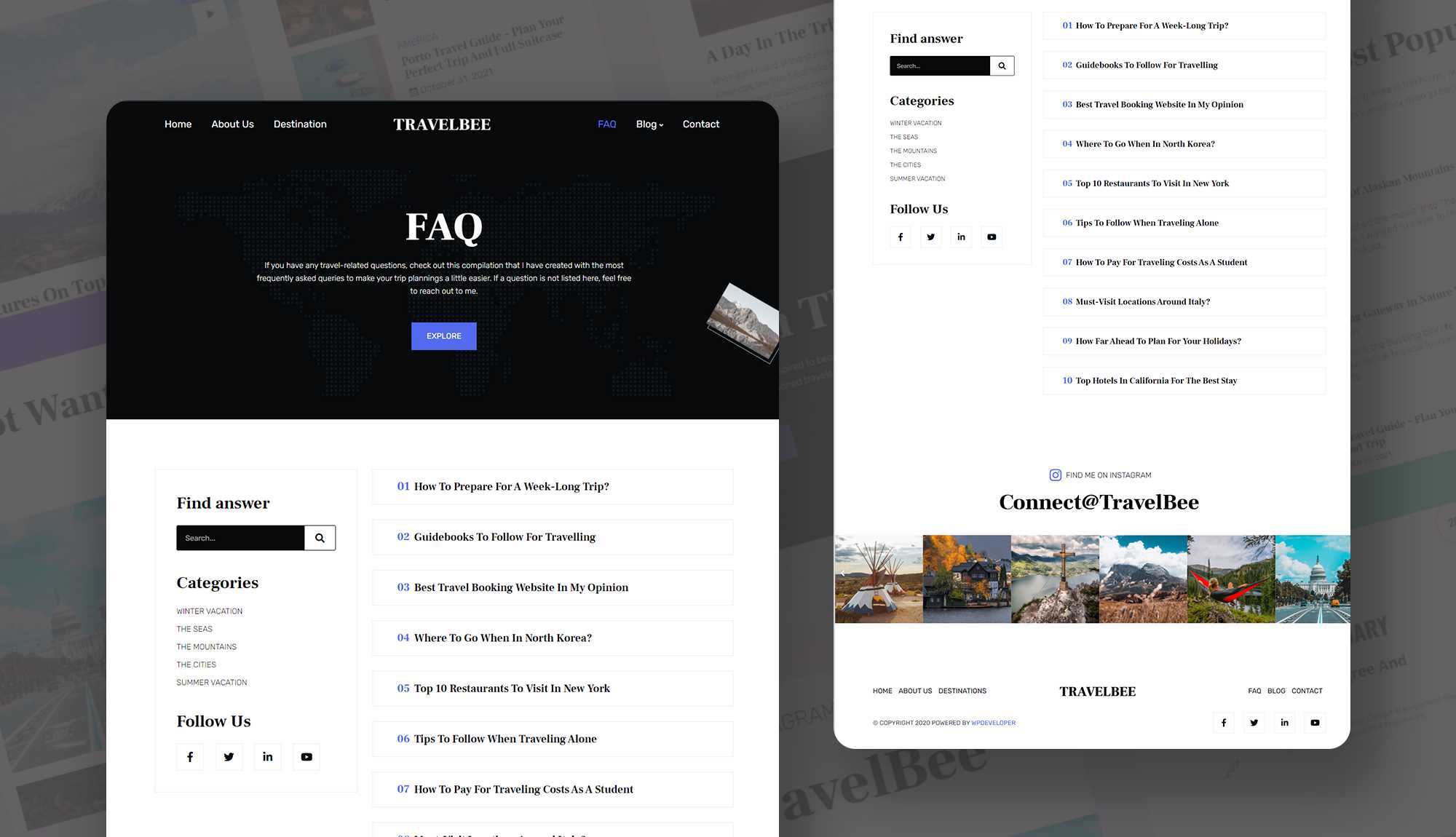TravelBee FAQ Page Banner