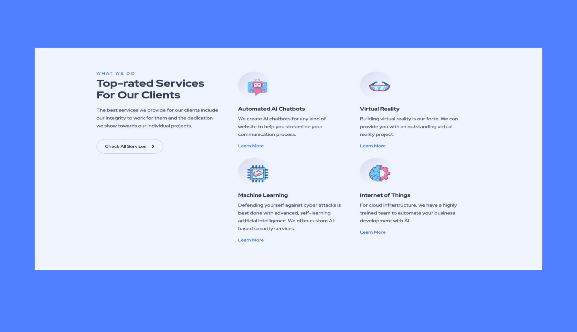 NeoBot Services Section For Gutenberg Banner