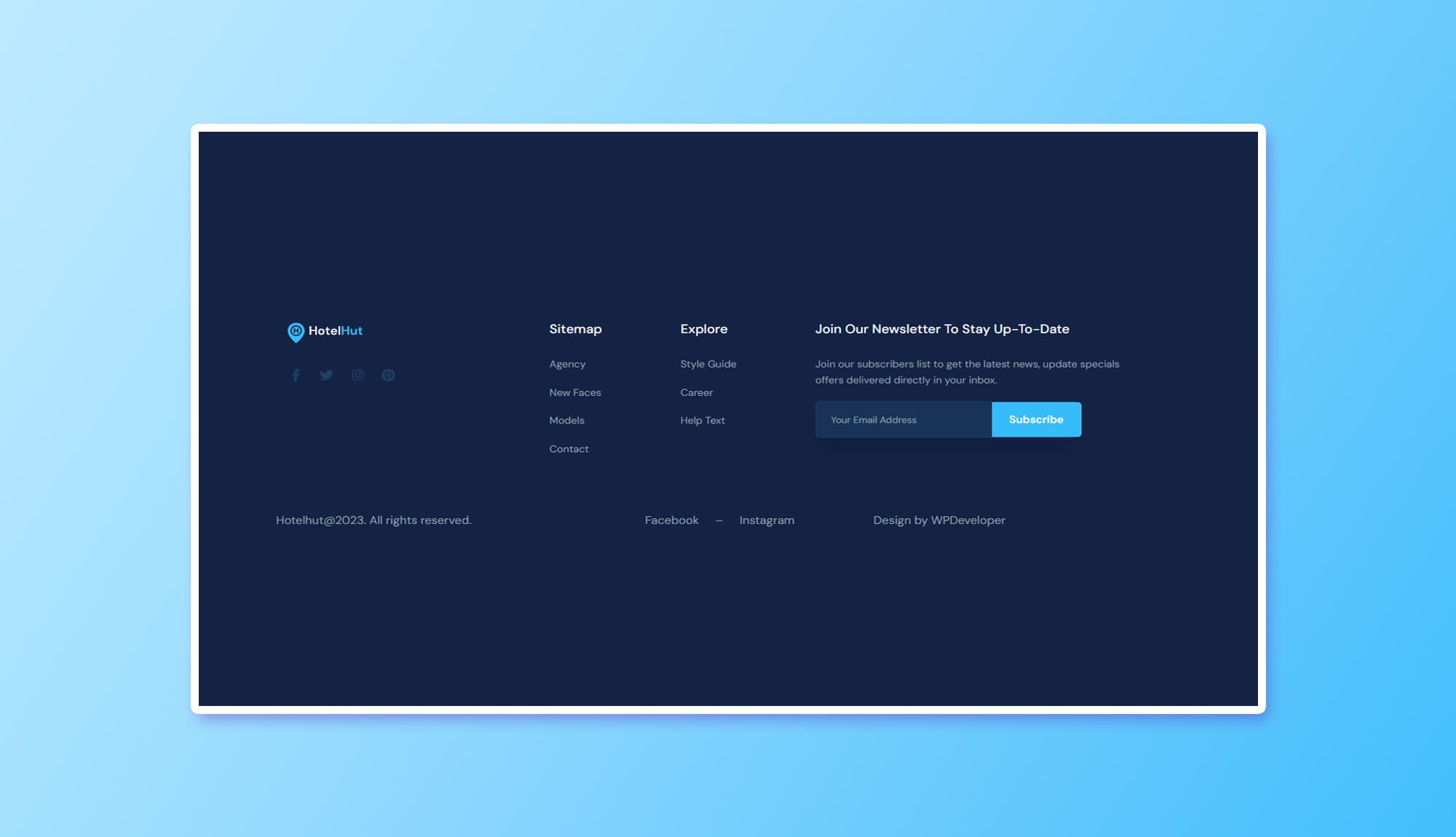 HotelHut Footer Section For Gutenberg Banner