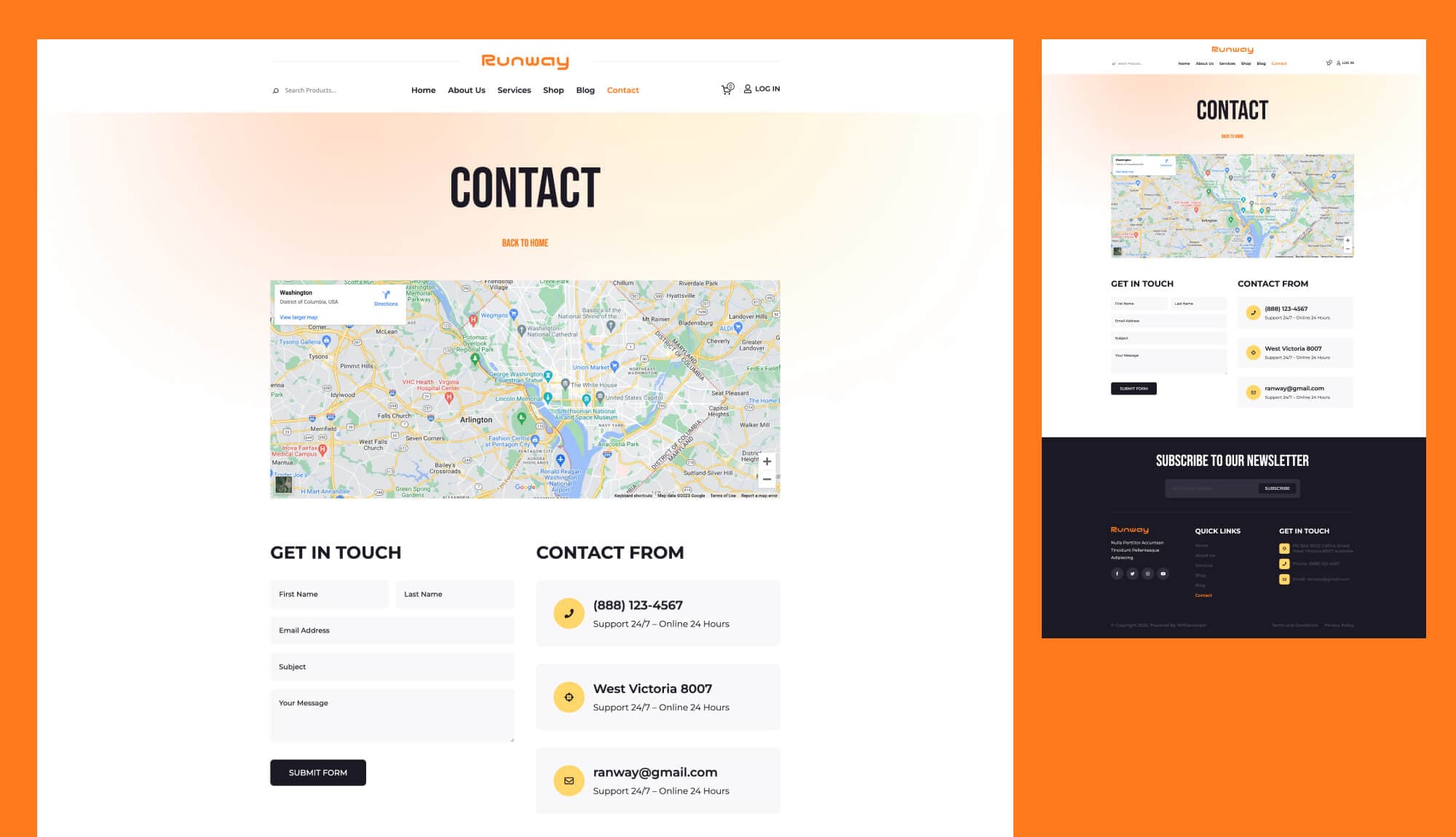 Runway Contact Page For Gutenberg By Templately