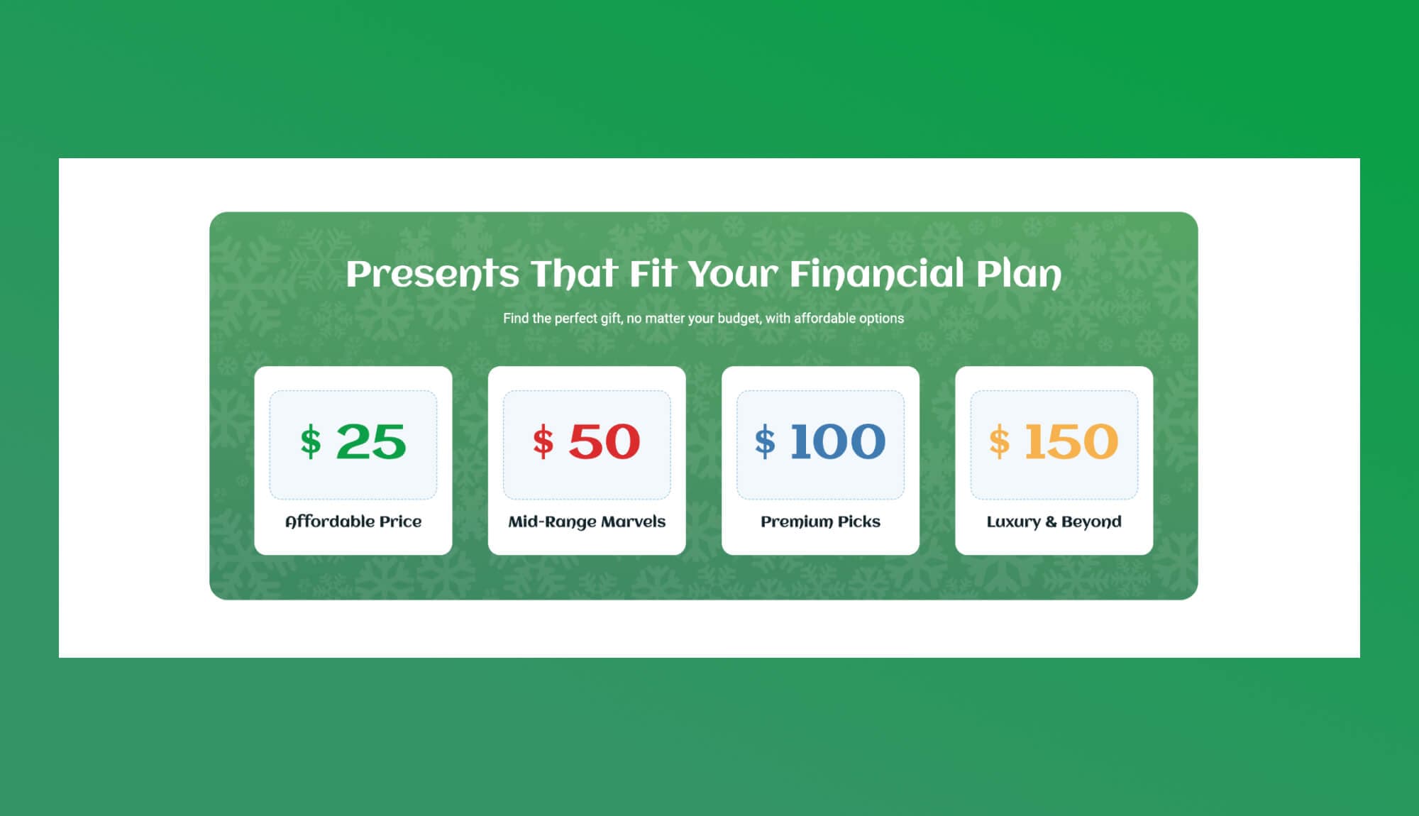 MerryGift Christmas Pricing Plan Section For Gutenberg Banner