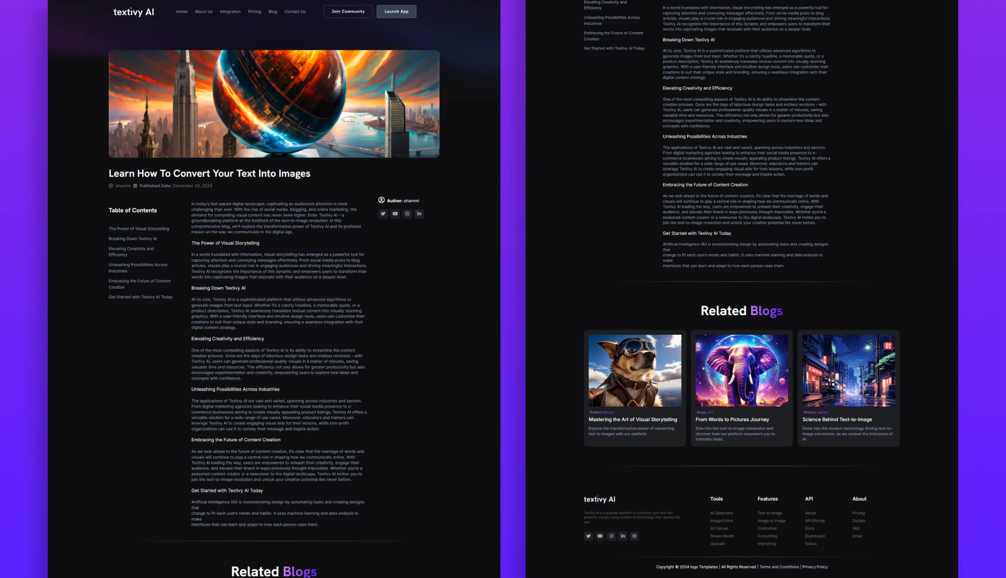 Textivy AI Blog Details Page For Gutenberg Banner