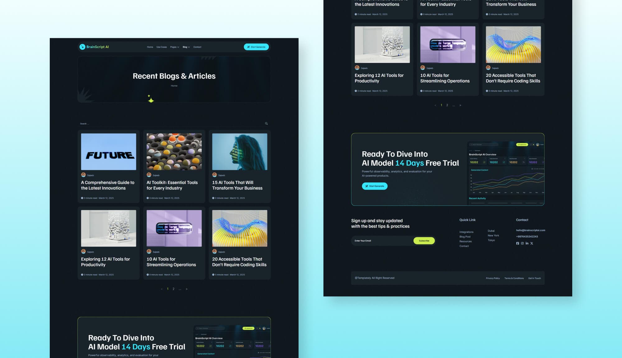 BrainScript AI Blog Page for Gutenberg By Templately