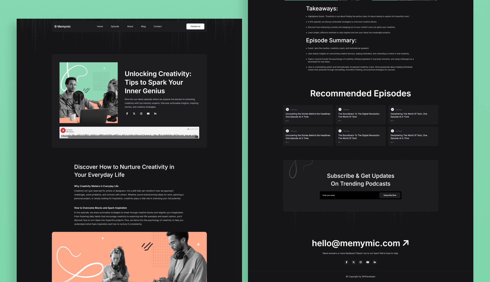 Memymic Single Episode Page For Gutenberg Banner