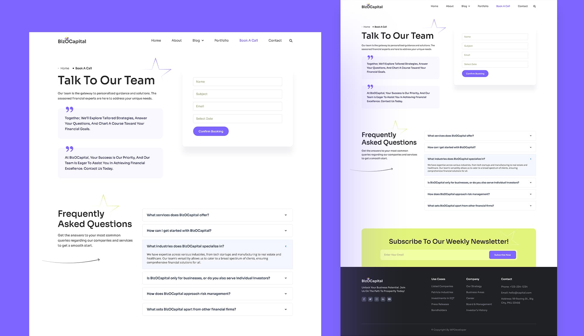 BizOCapital Booking Page For Gutenberg Banner