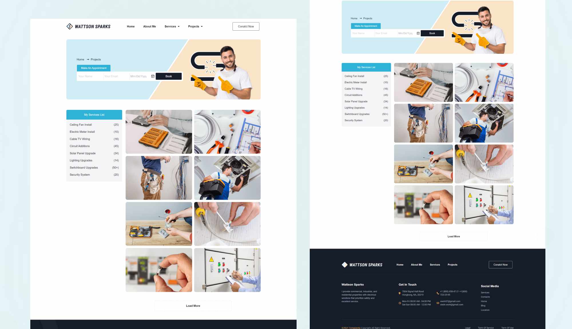 Wattson Sparks Projects Page By Templately