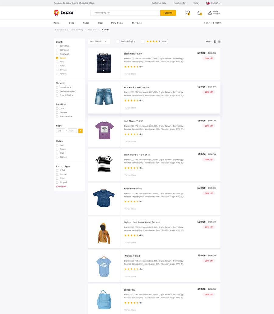 Bazar Product List Page thumbnail