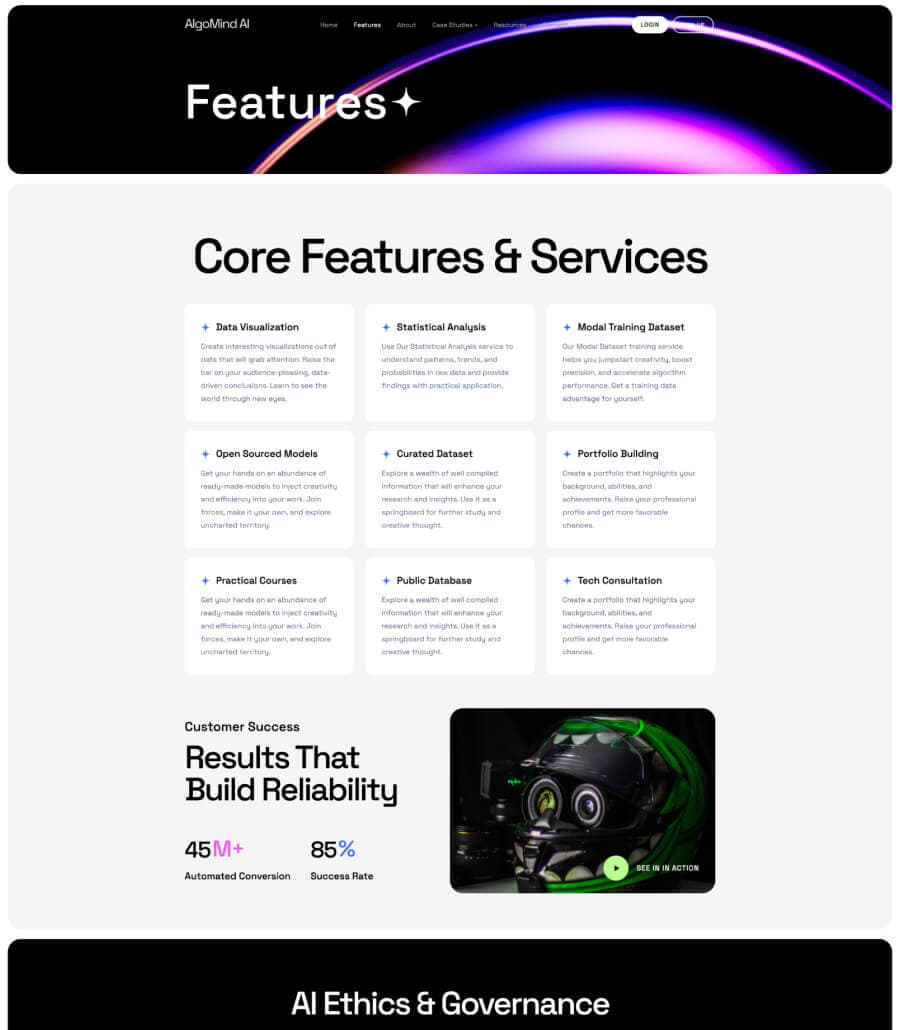 AlgoMind AI Features Page thumbnail