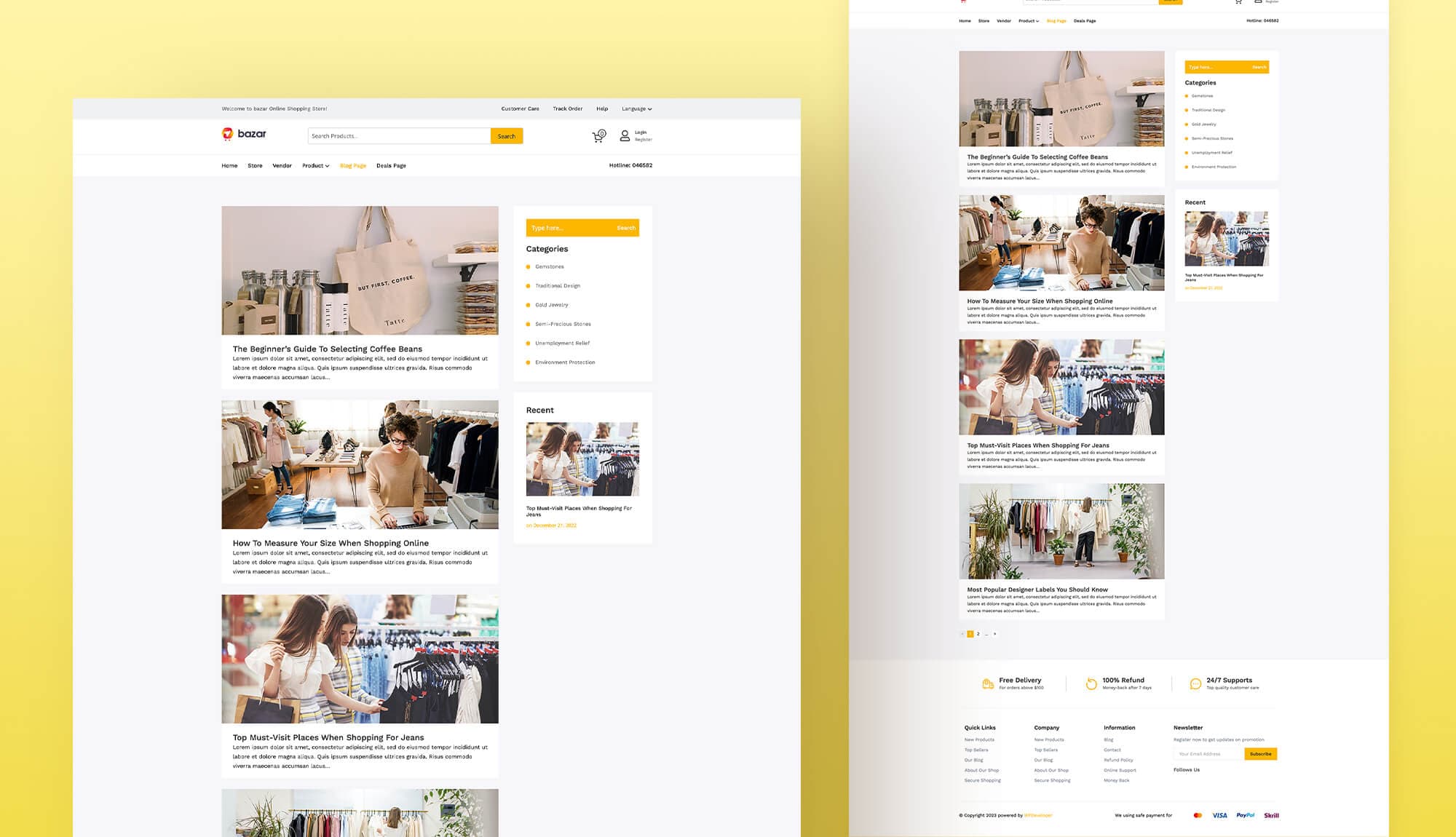 Bazar Blog Page For Gutenberg Banner