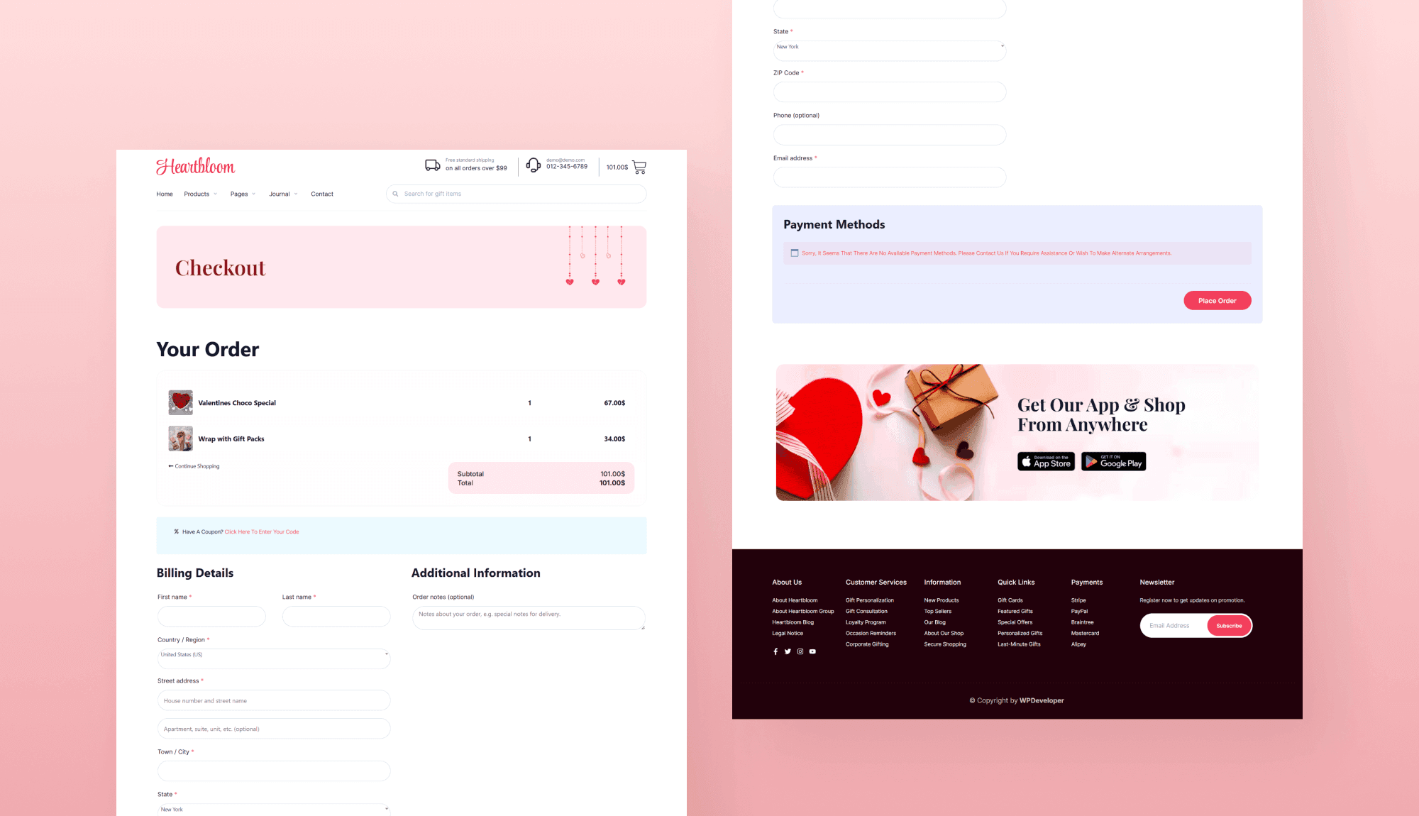 HeartBloom Checkout Page By Templately