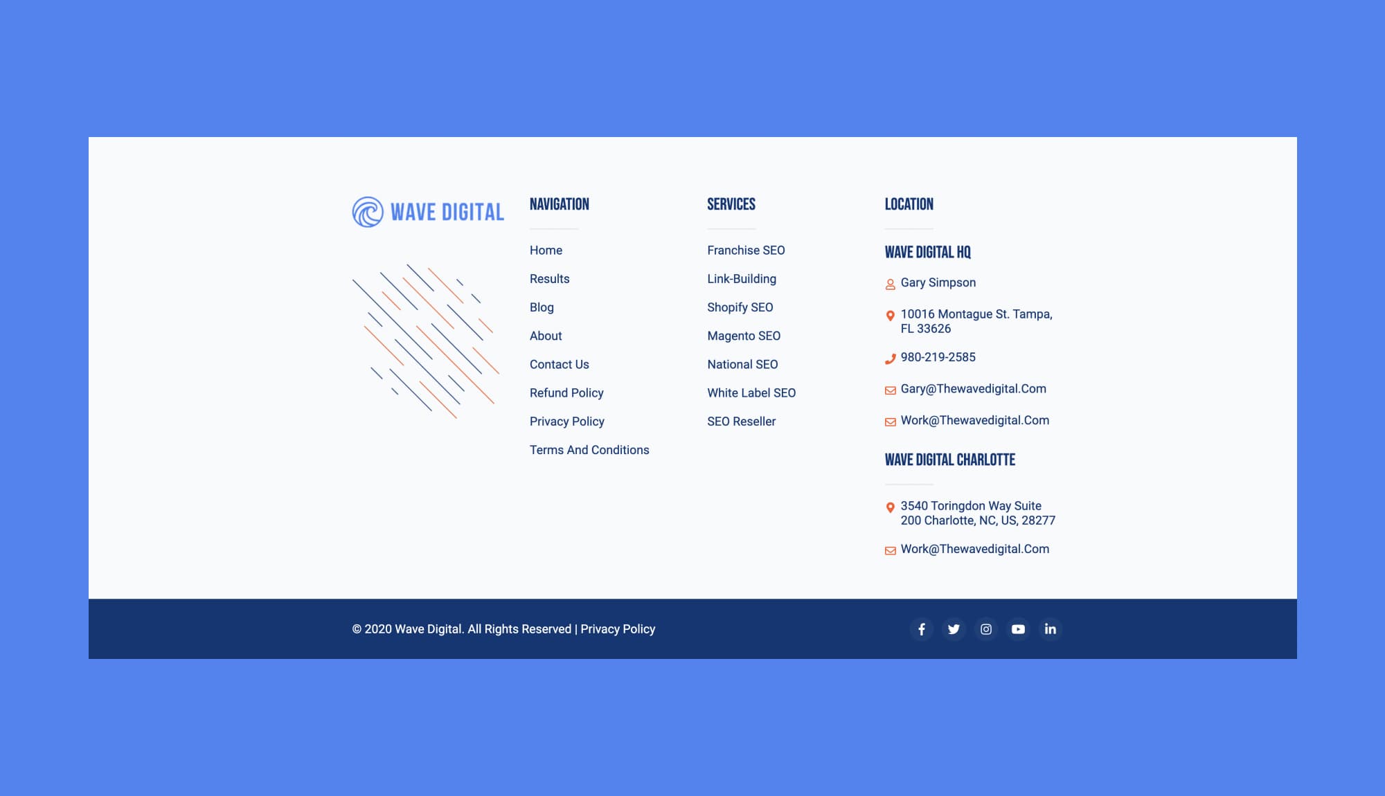 WaveDigital Footer Section For Gutenberg Banner