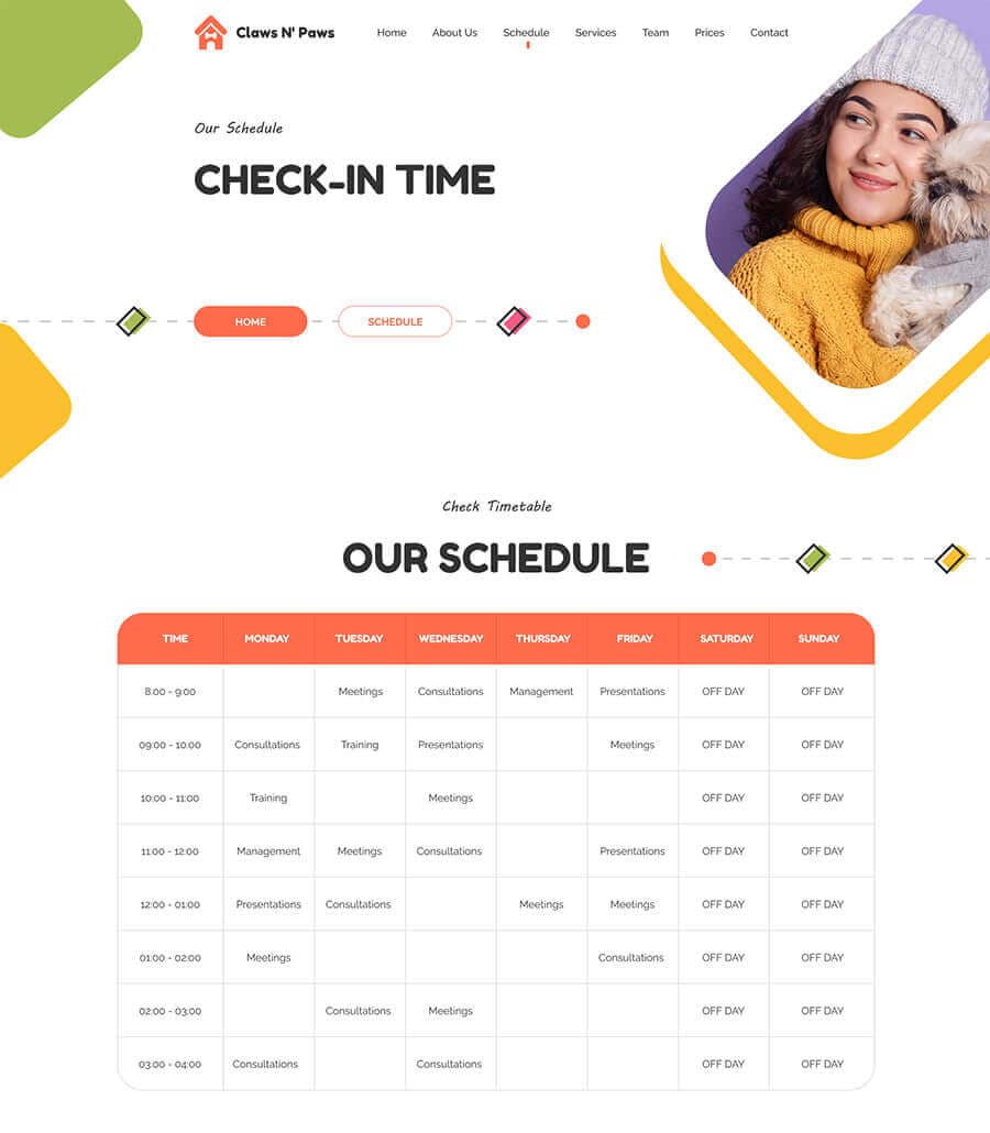 Claws & Paws Schedule Page thumbnail