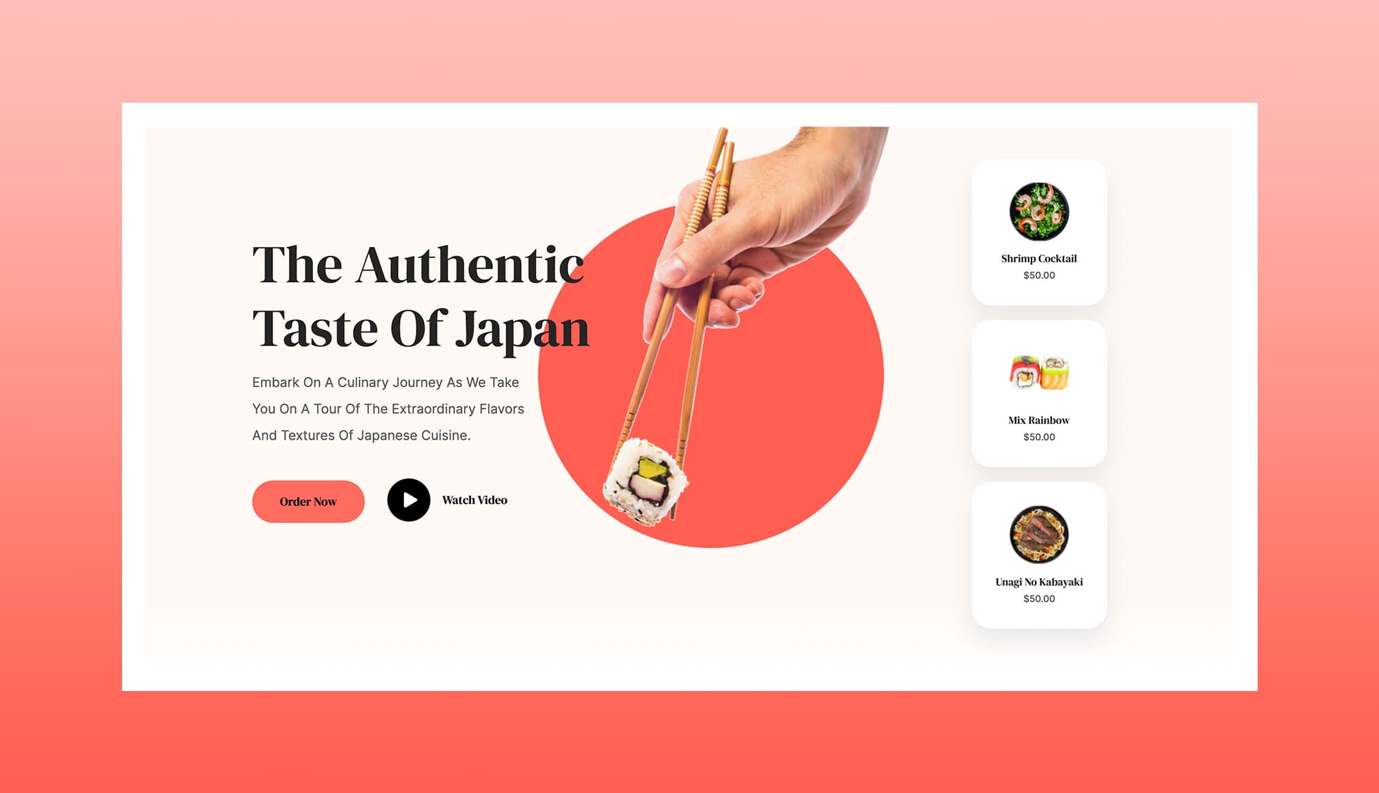 Mochi And Meals Hero Section For Gutenberg Banner