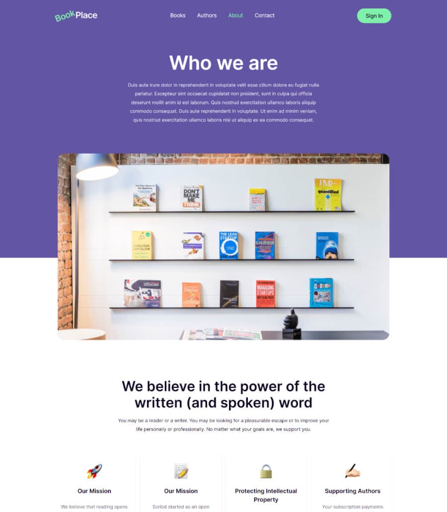 BookPlace About Page thumbnail