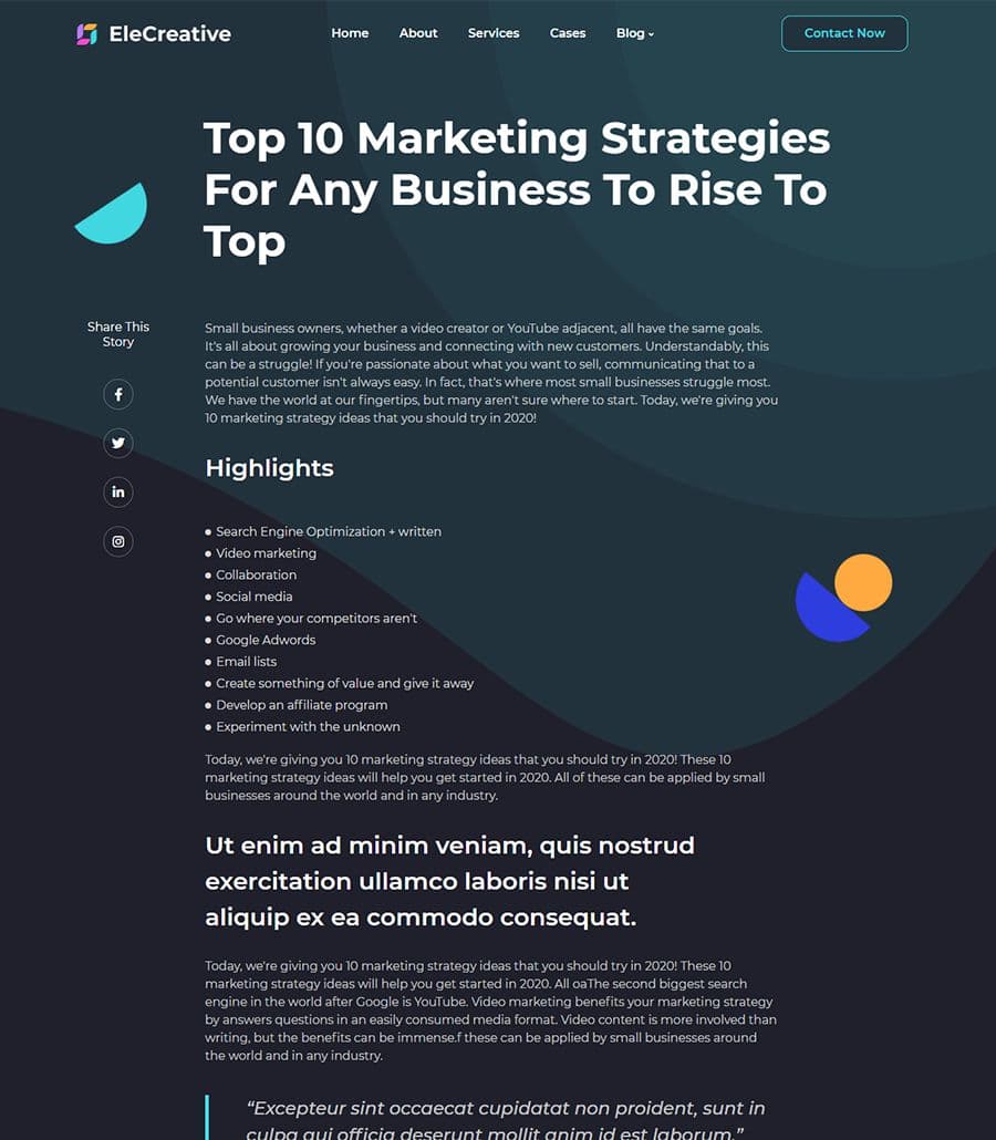 EleCreative Single Post Page thumbnail