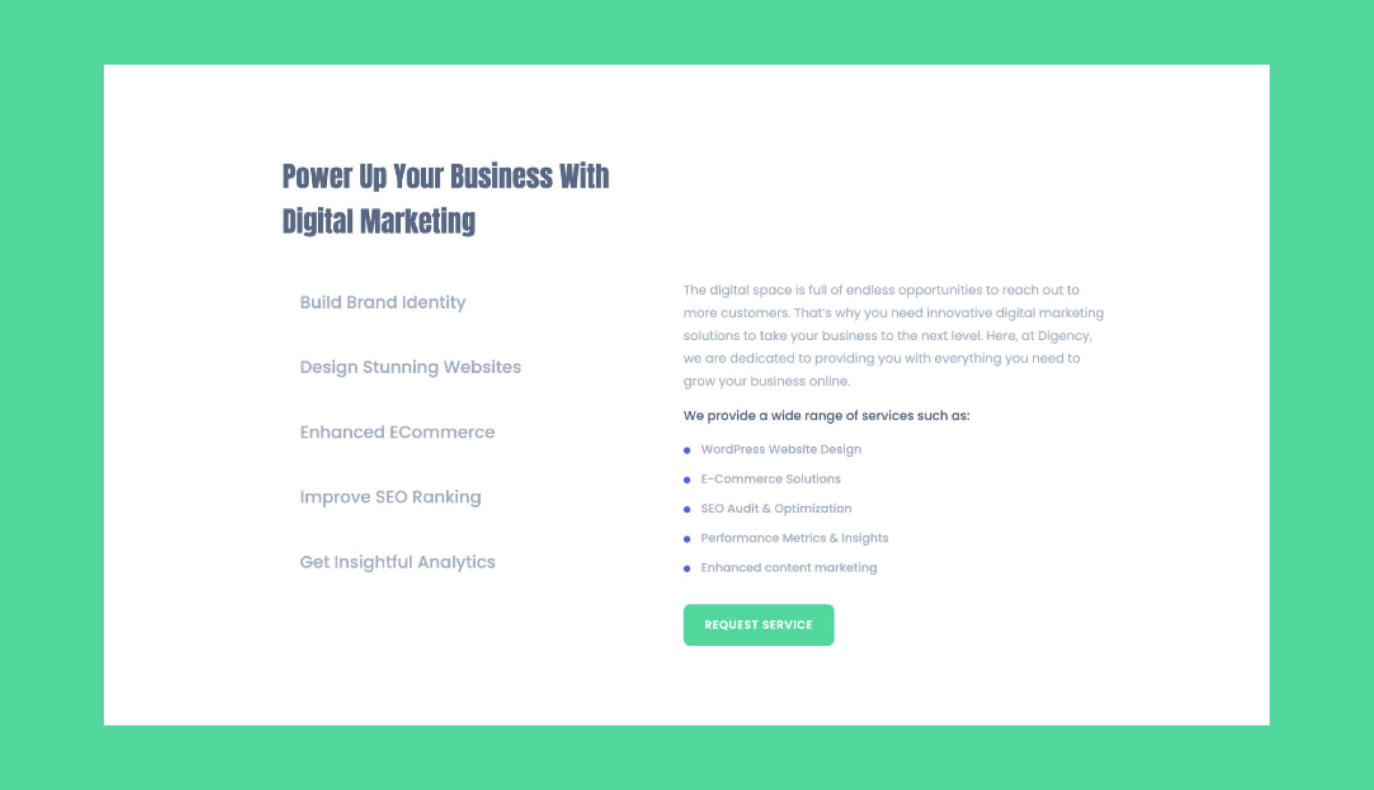 Digency Services Section For Gutenberg Banner