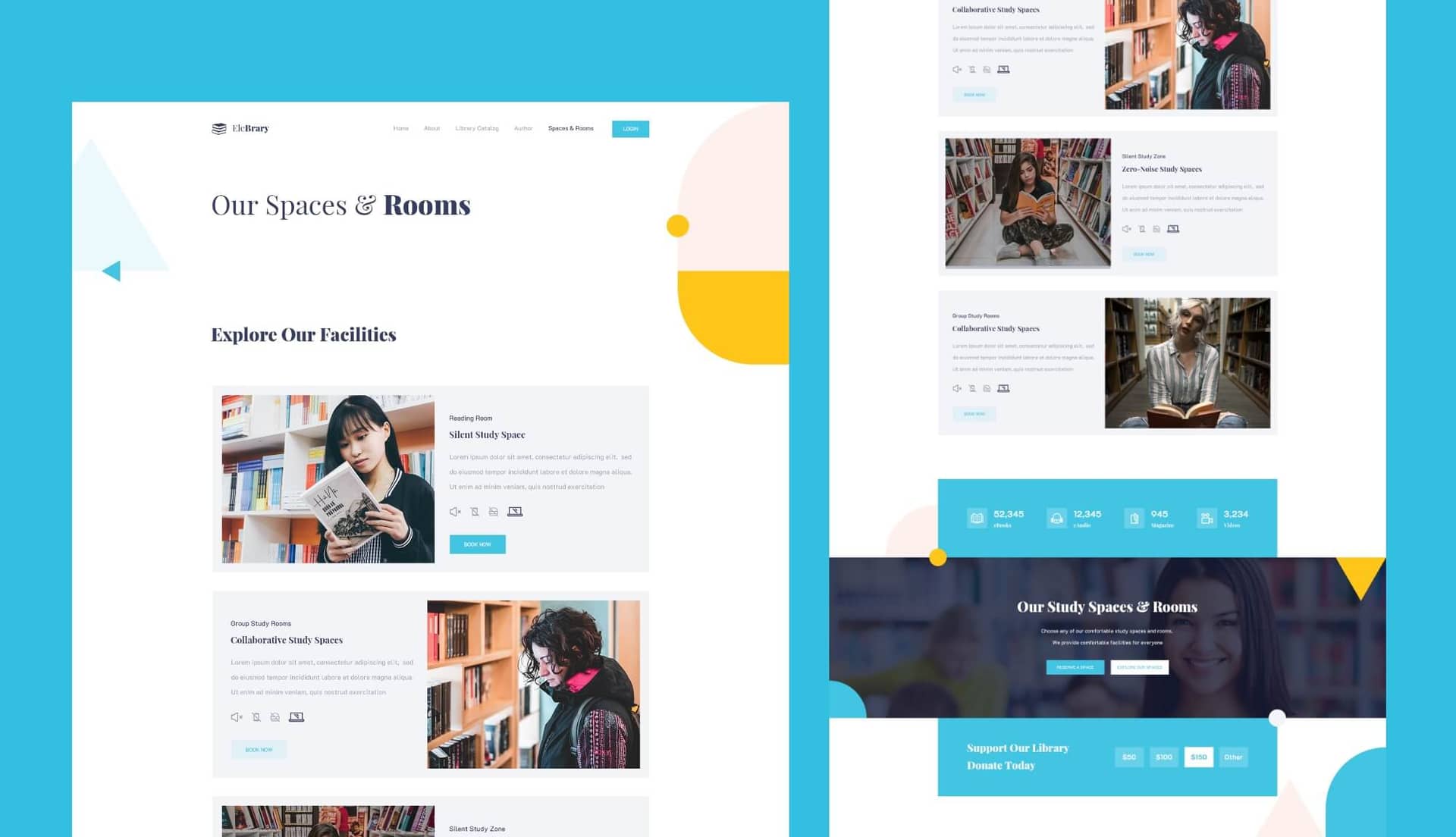 EleBrary Spaces Page By Templately