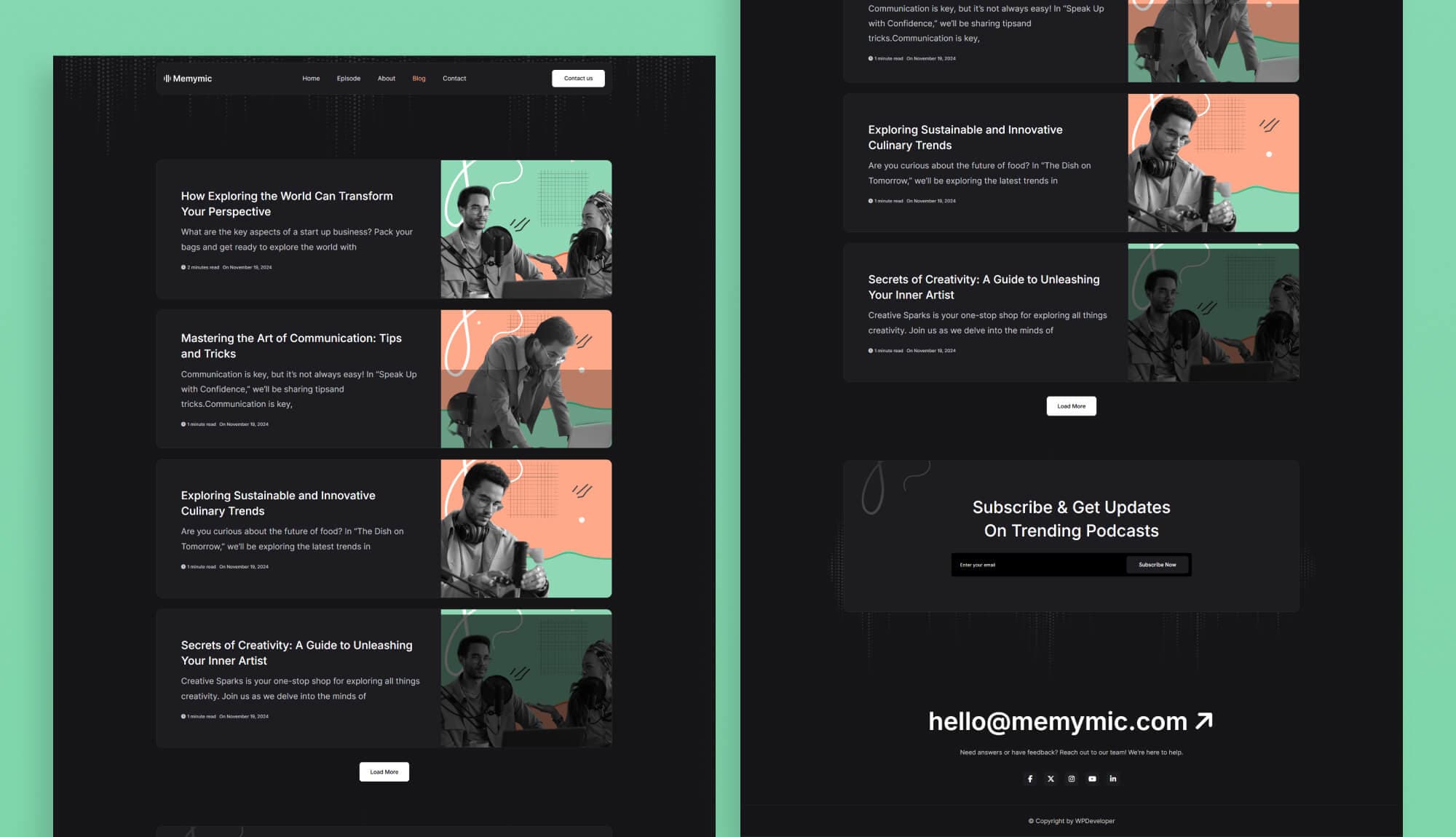Memymic Blog Page For Gutenberg Banner