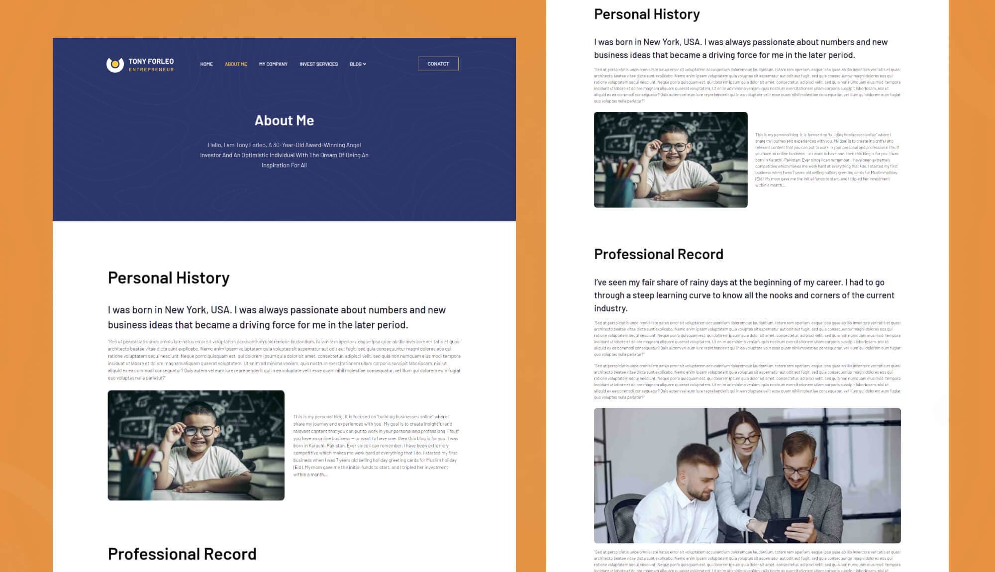 Tony Forleo About Me Page Banner