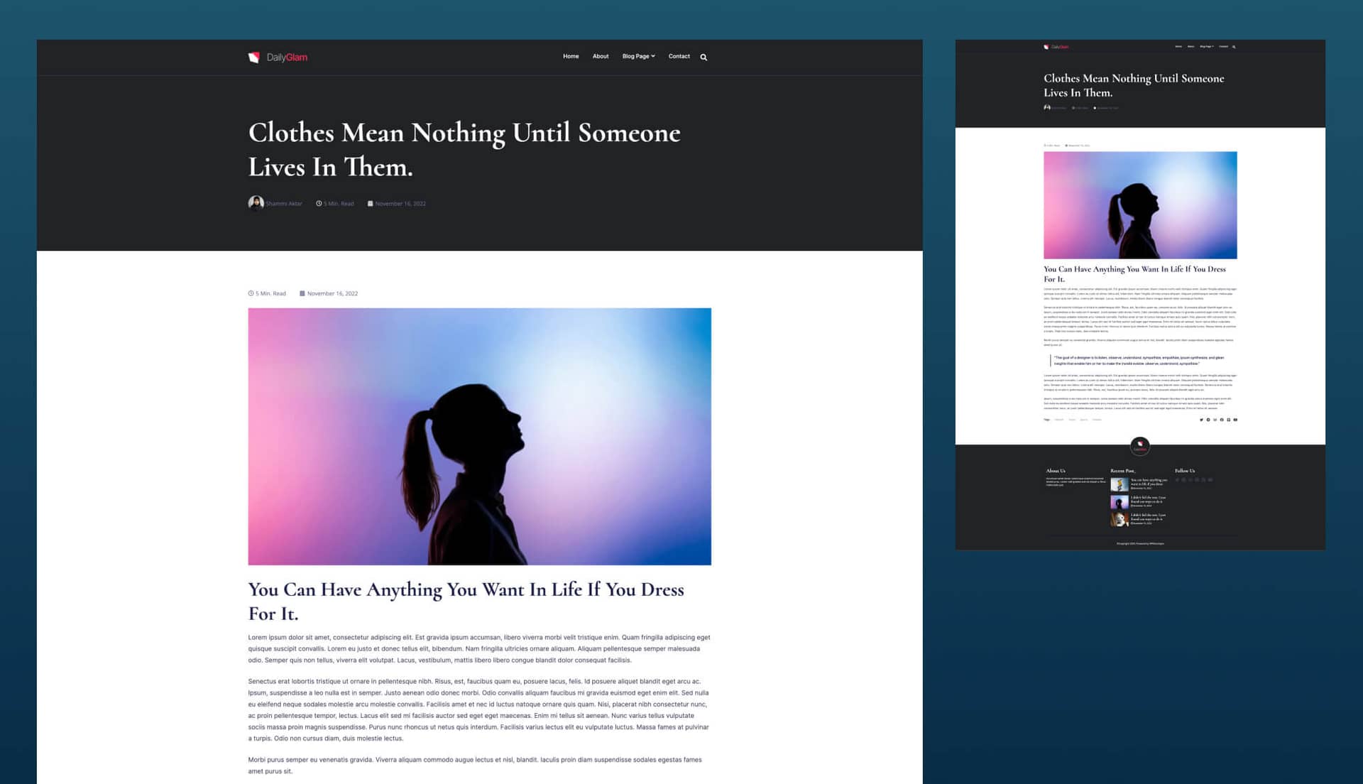 DailyGlam Blog Details Page By Templately