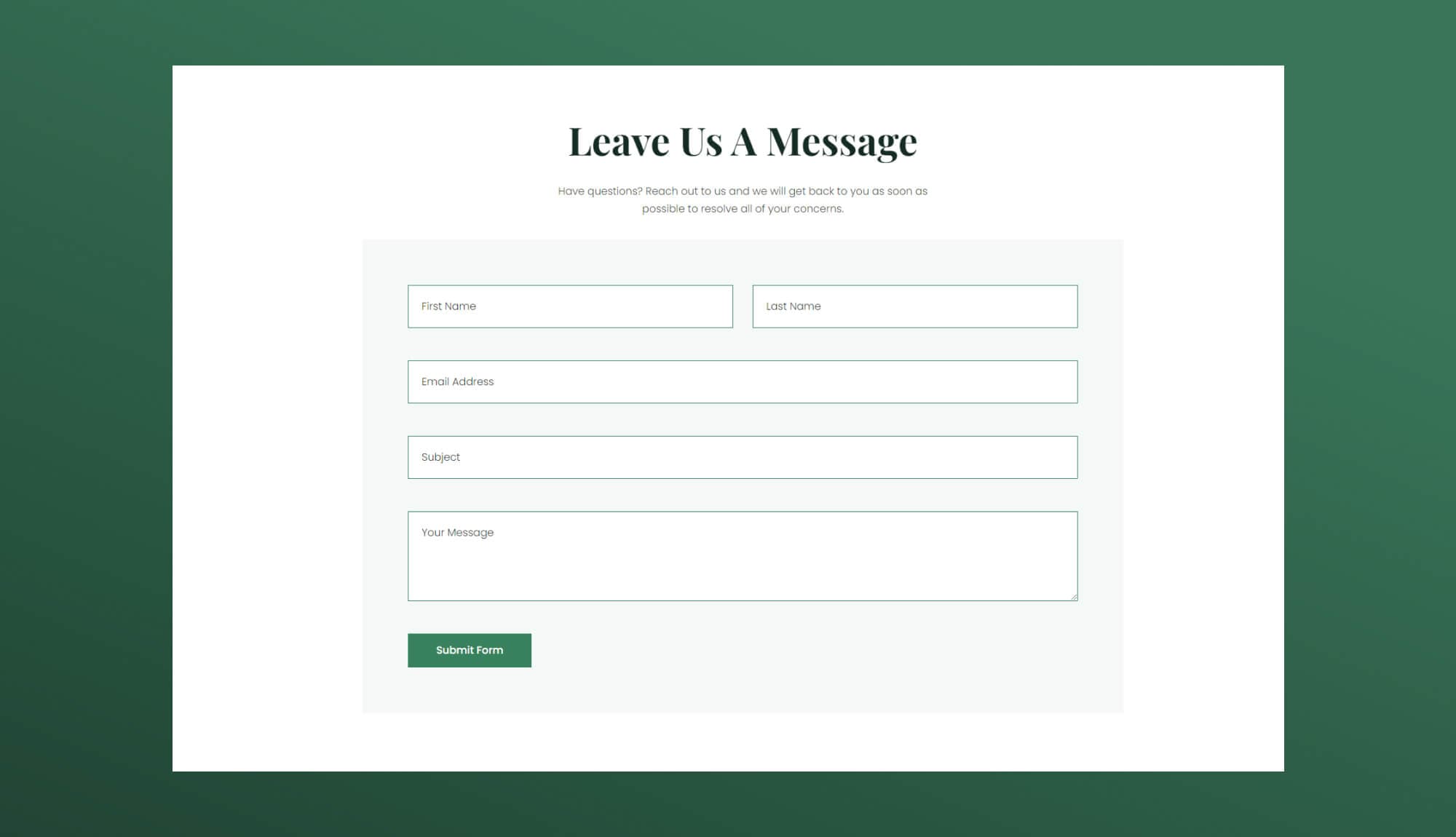Greenzone Contact Section For Gutenberg Banner