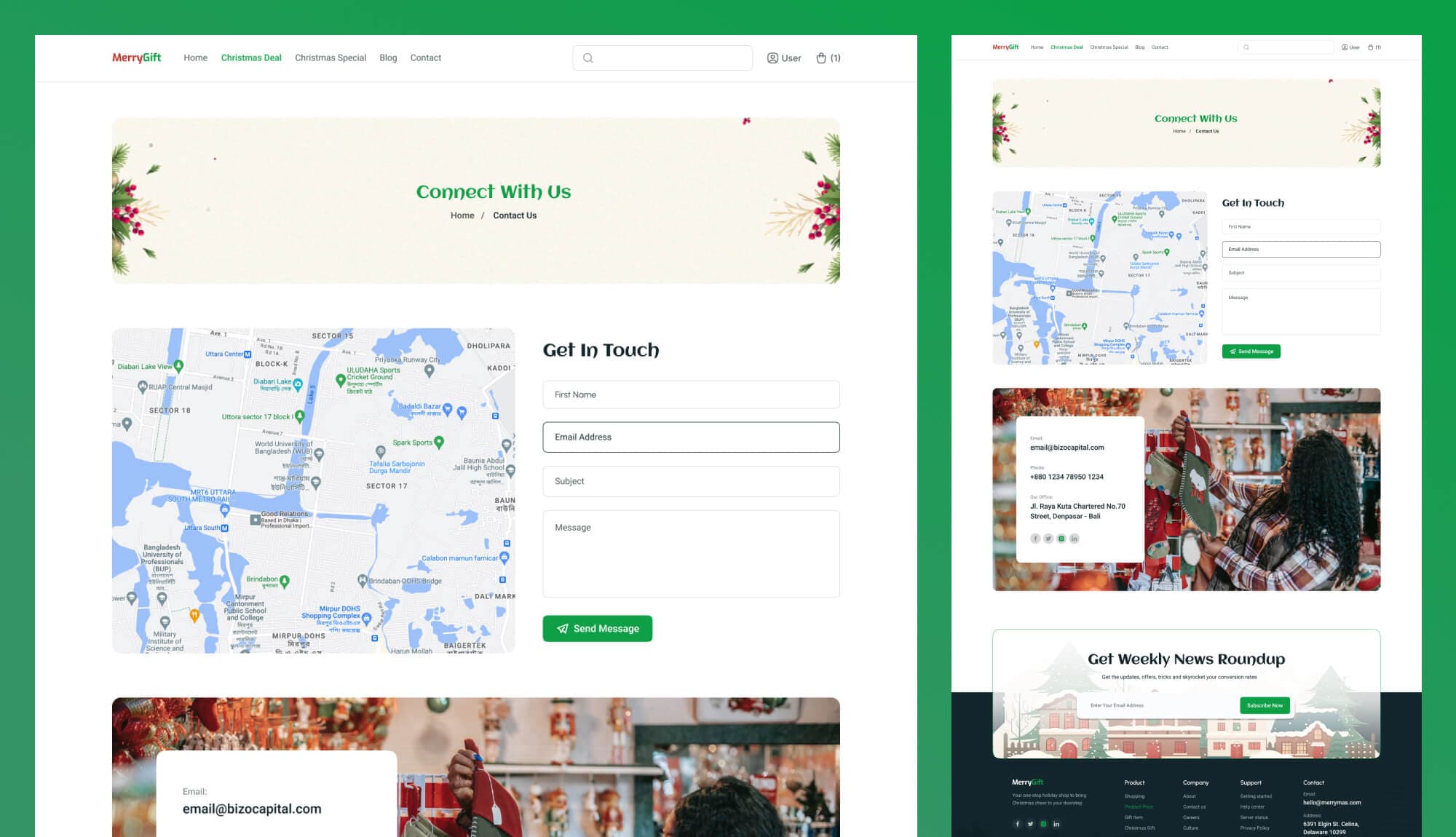 MerryGift Christmas Contact Page For Gutenberg Banner