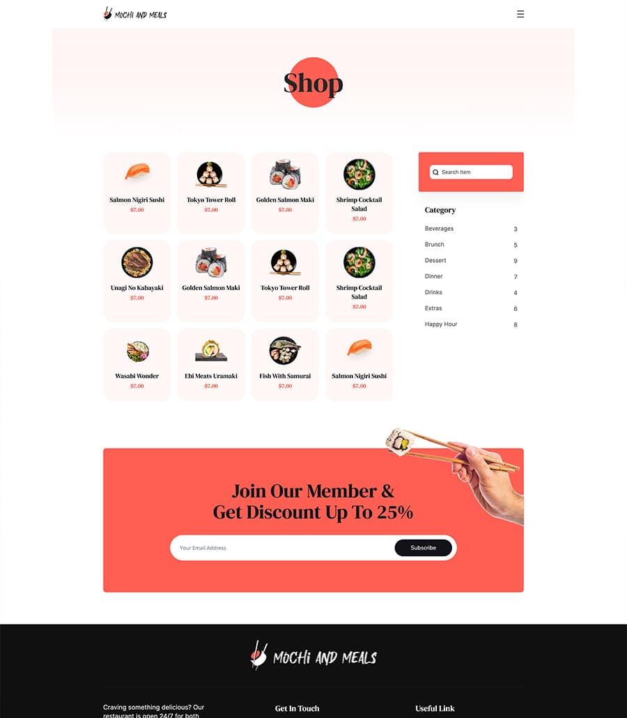 Mochi And Meals Shop Page For Gutenberg thumbnail