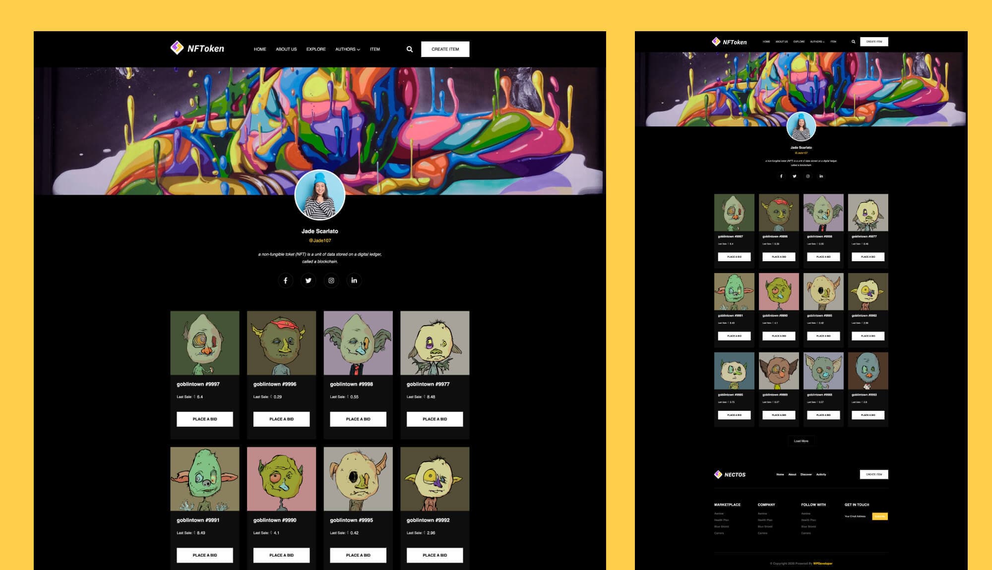 NFToken Author Details Page For Gutenberg Banner
