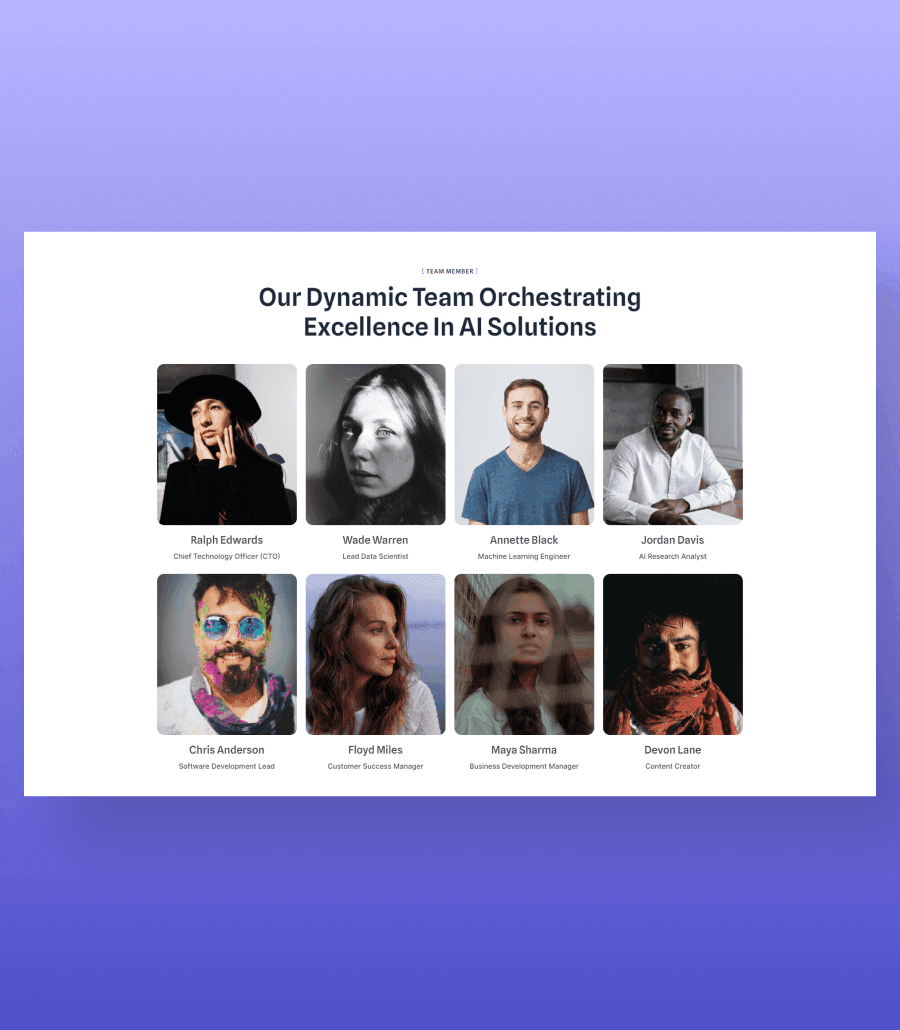 NeurAIGency Team Section By Templately