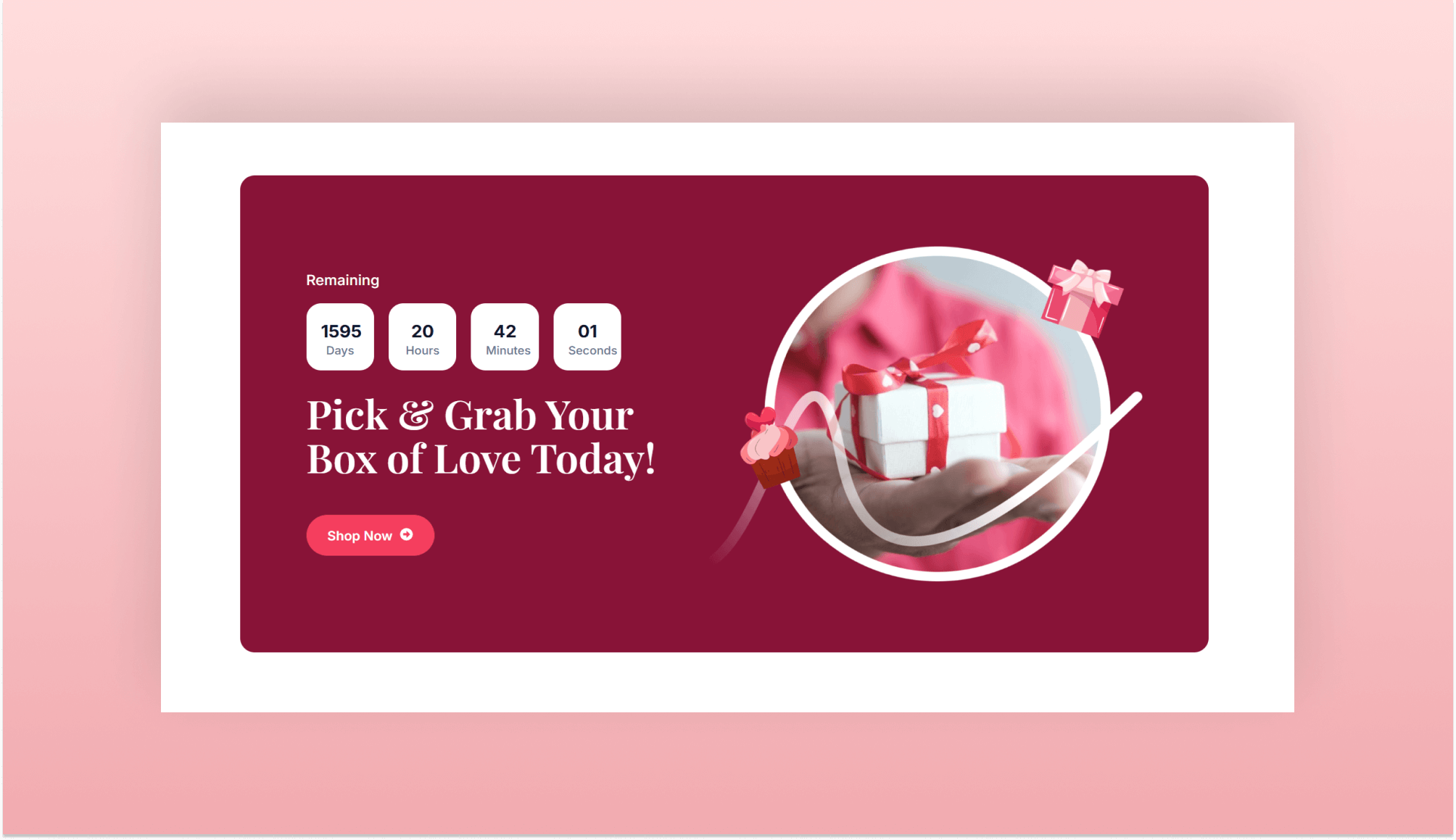 HeartBloom Countdown Section Banner