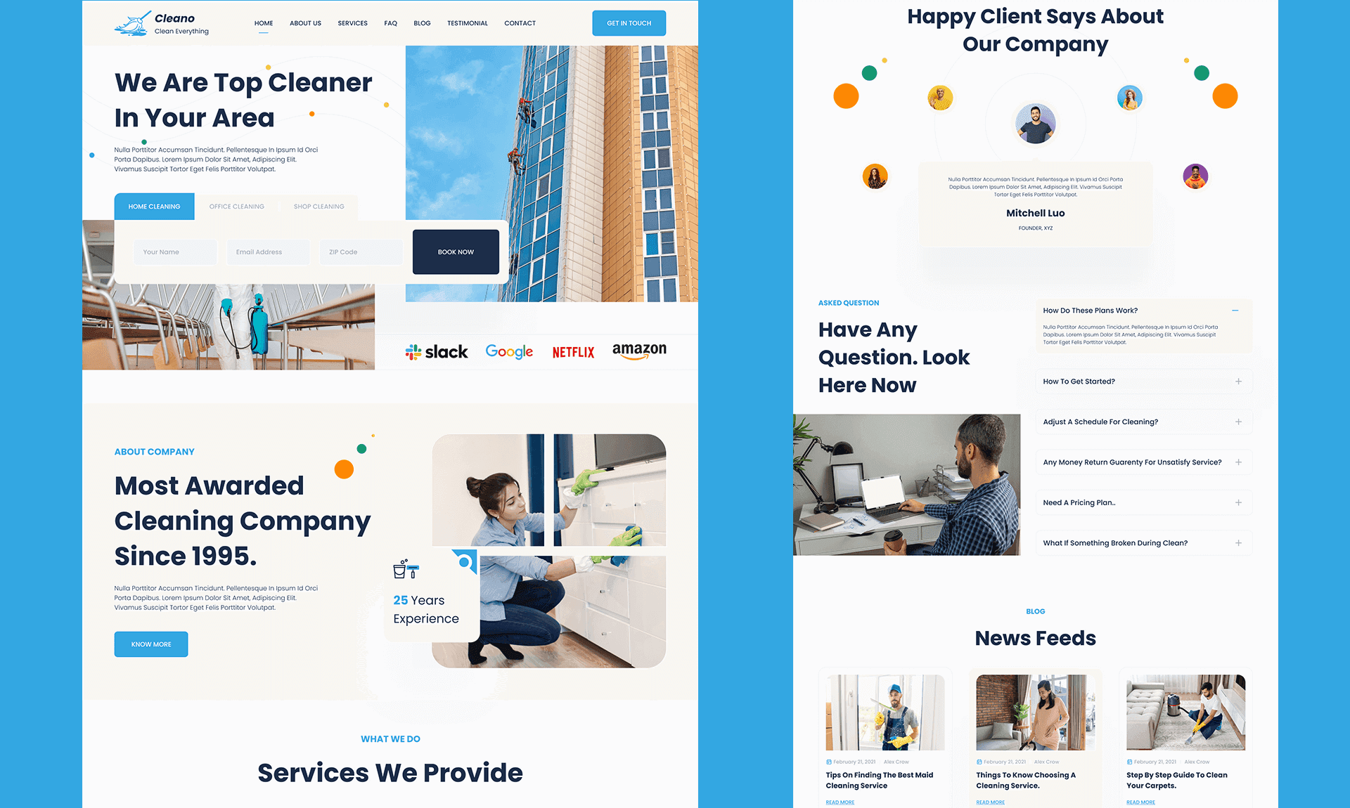 Cleano Home Page By Templately