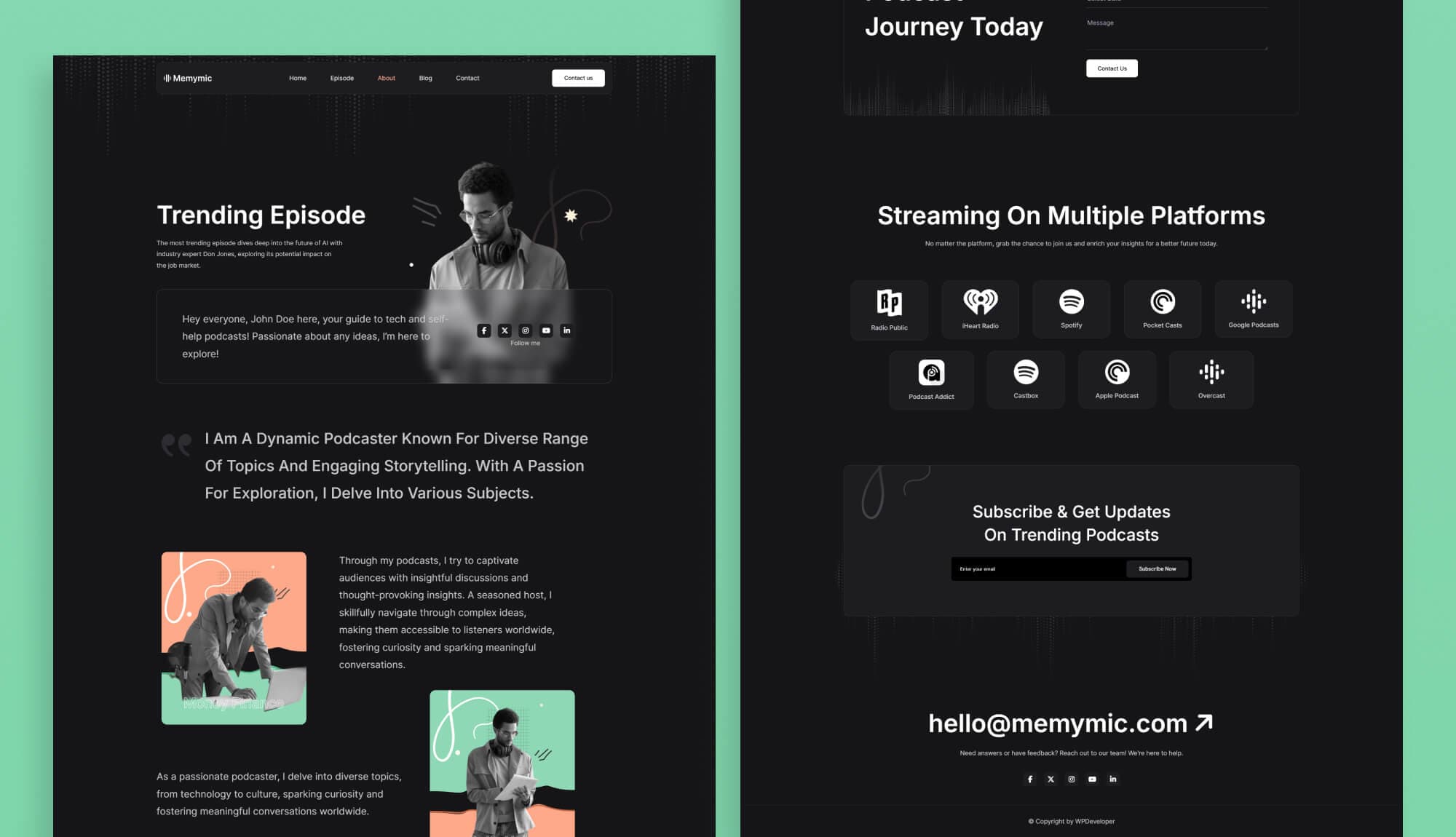 Memymic About Page For Gutenberg Banner