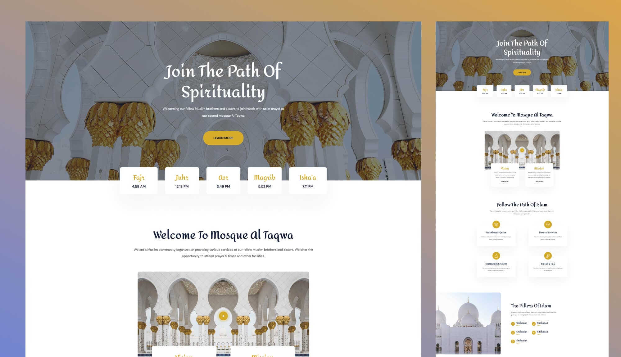 Taqwa Home Page For Gutenberg Banner