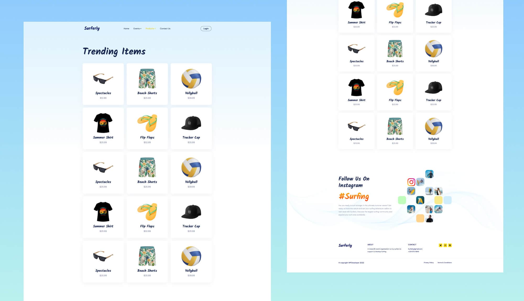 Surferly Products Page For Gutenberg Banner