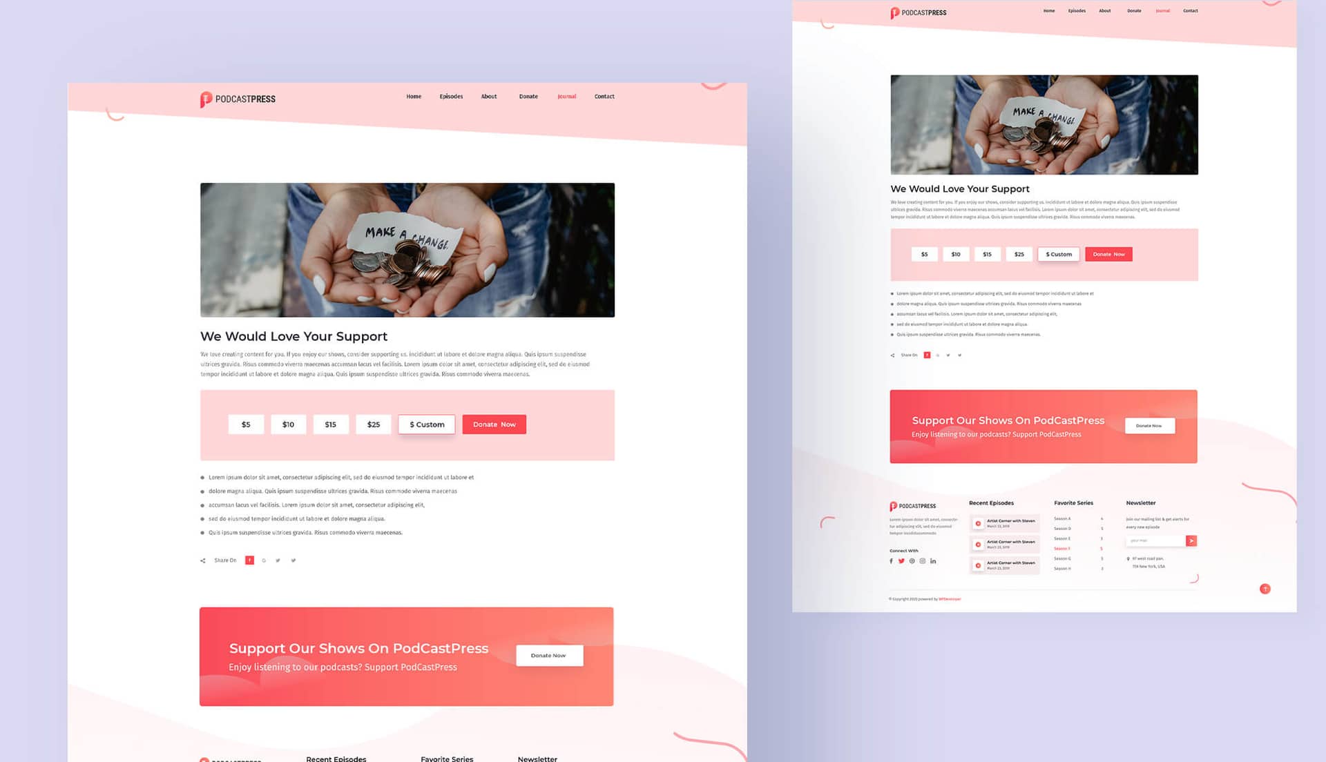 PodCastPress Donation Page By Templately