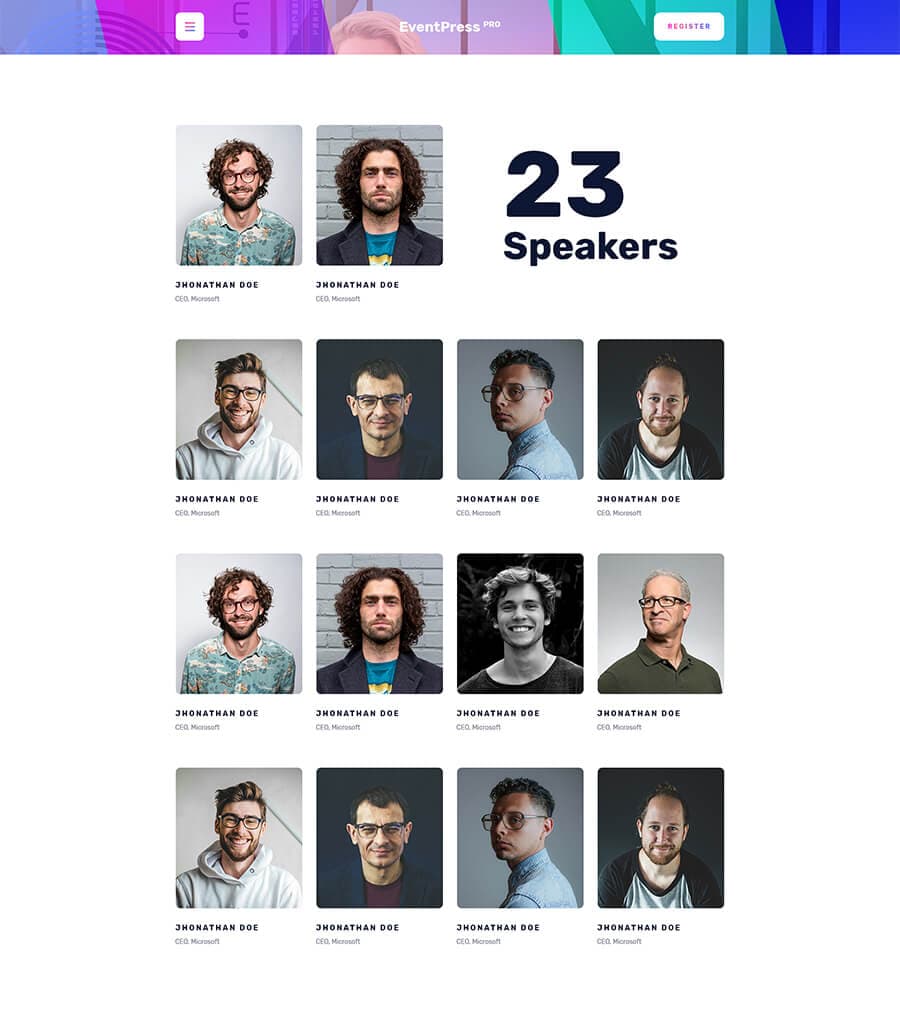 EventPress Pro Speakers Page thumbnail