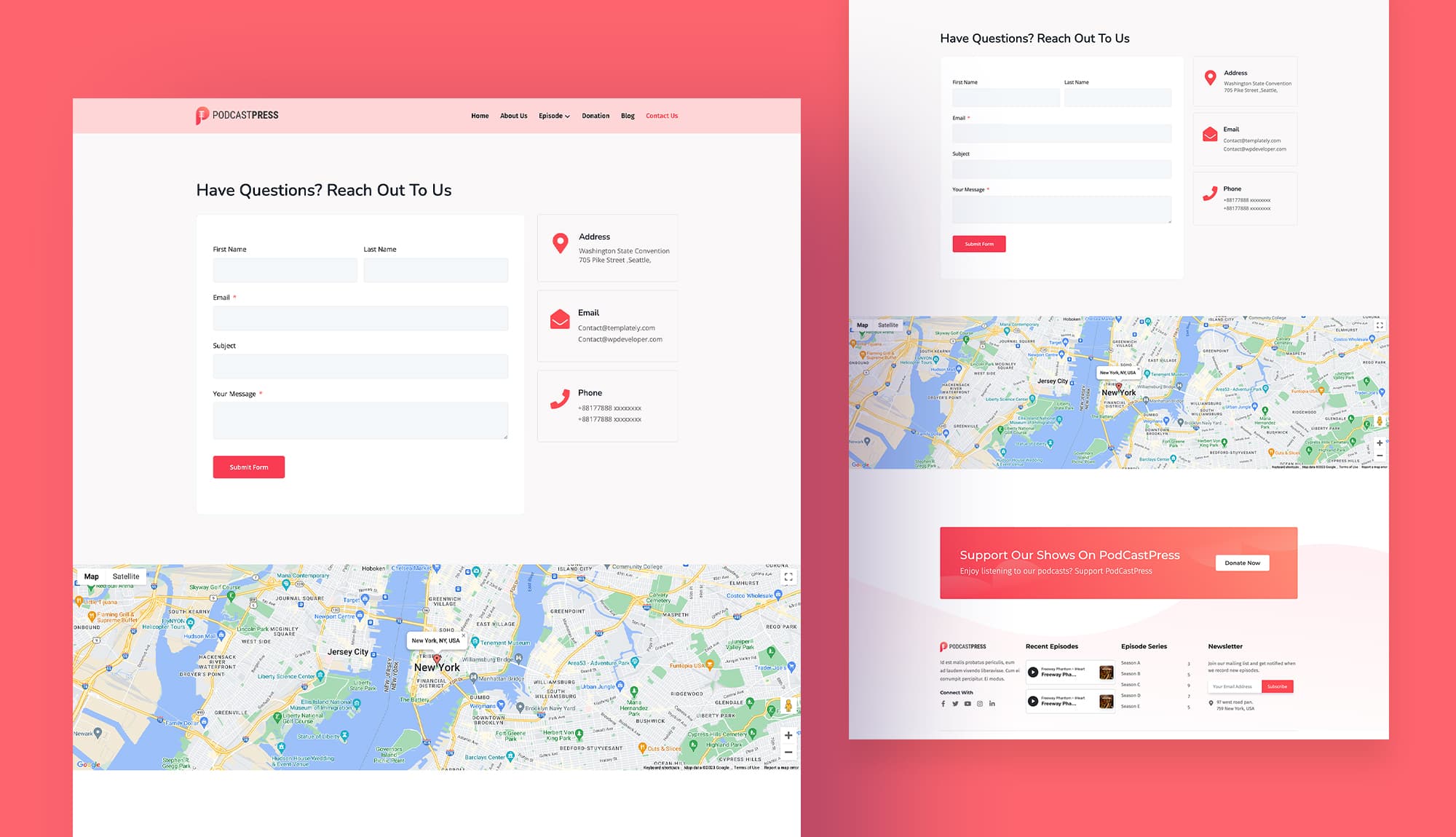 Podcastpress Contact Page For Gutenberg Banner