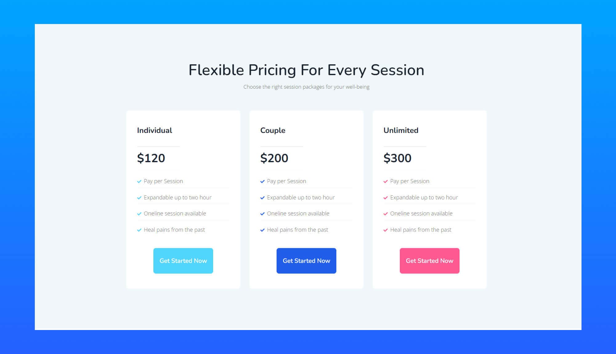 Holistic Wellness Pricing Section For Gutenberg Banner