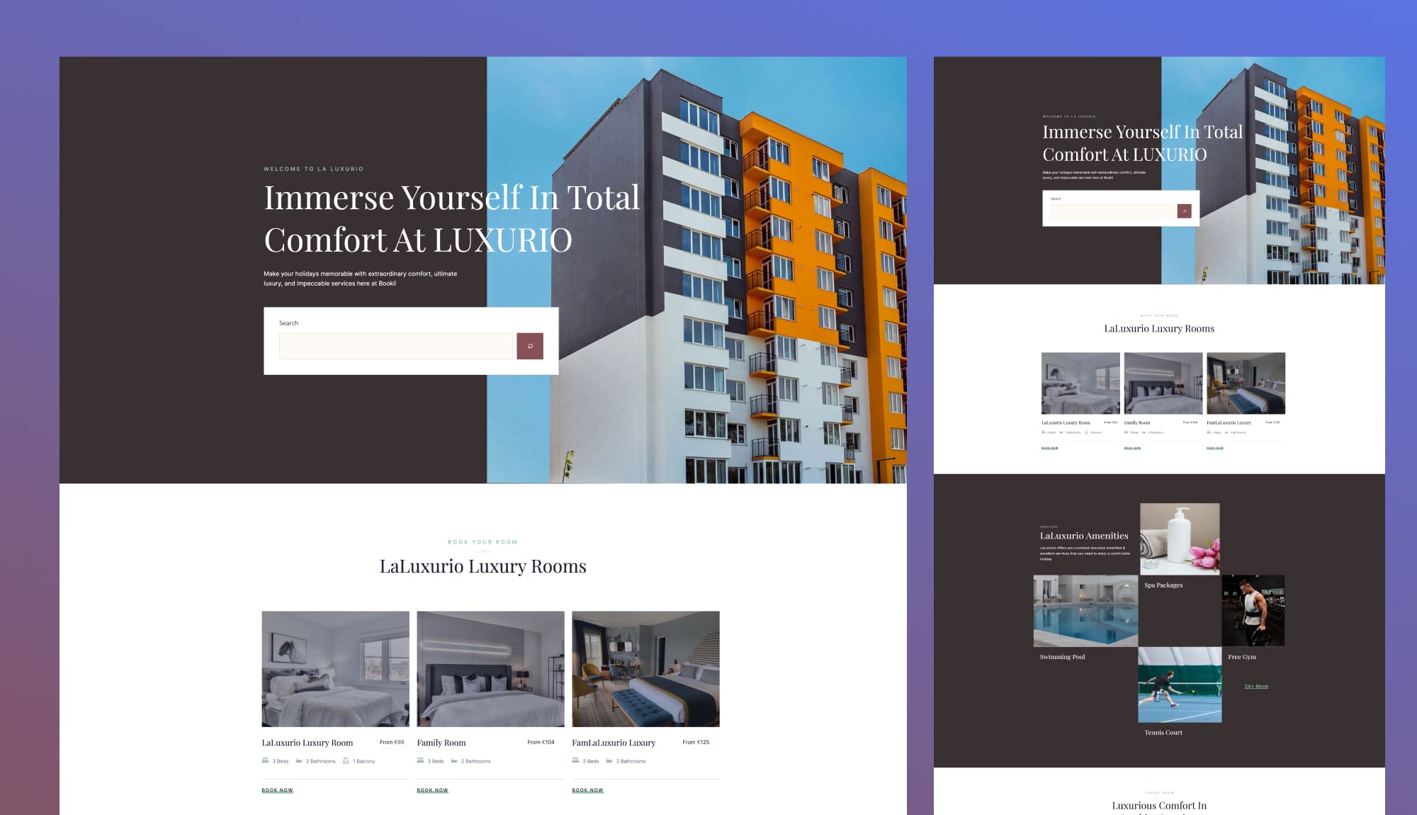 LaLuxurio Home Page For Gutenberg Banner