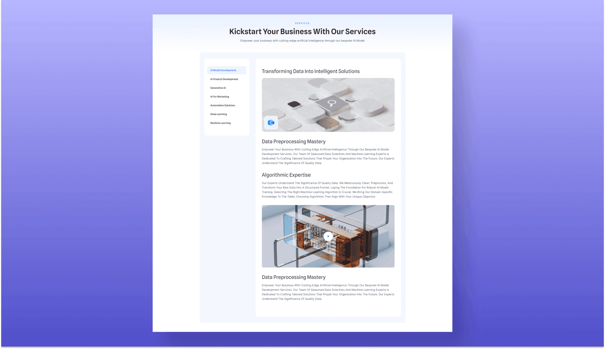 NeurAIGency Services Tab Section By Templately