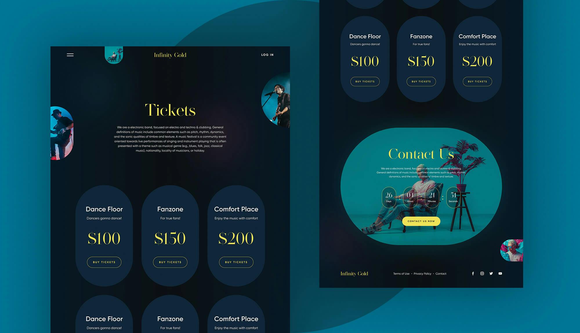 Infinity Gold Ticket Page Banner