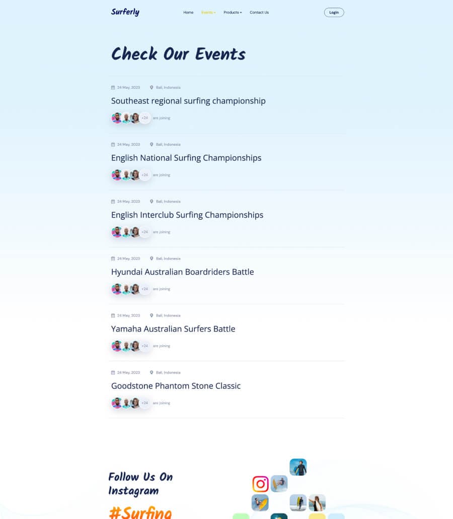 Surferly Events Page thumbnail